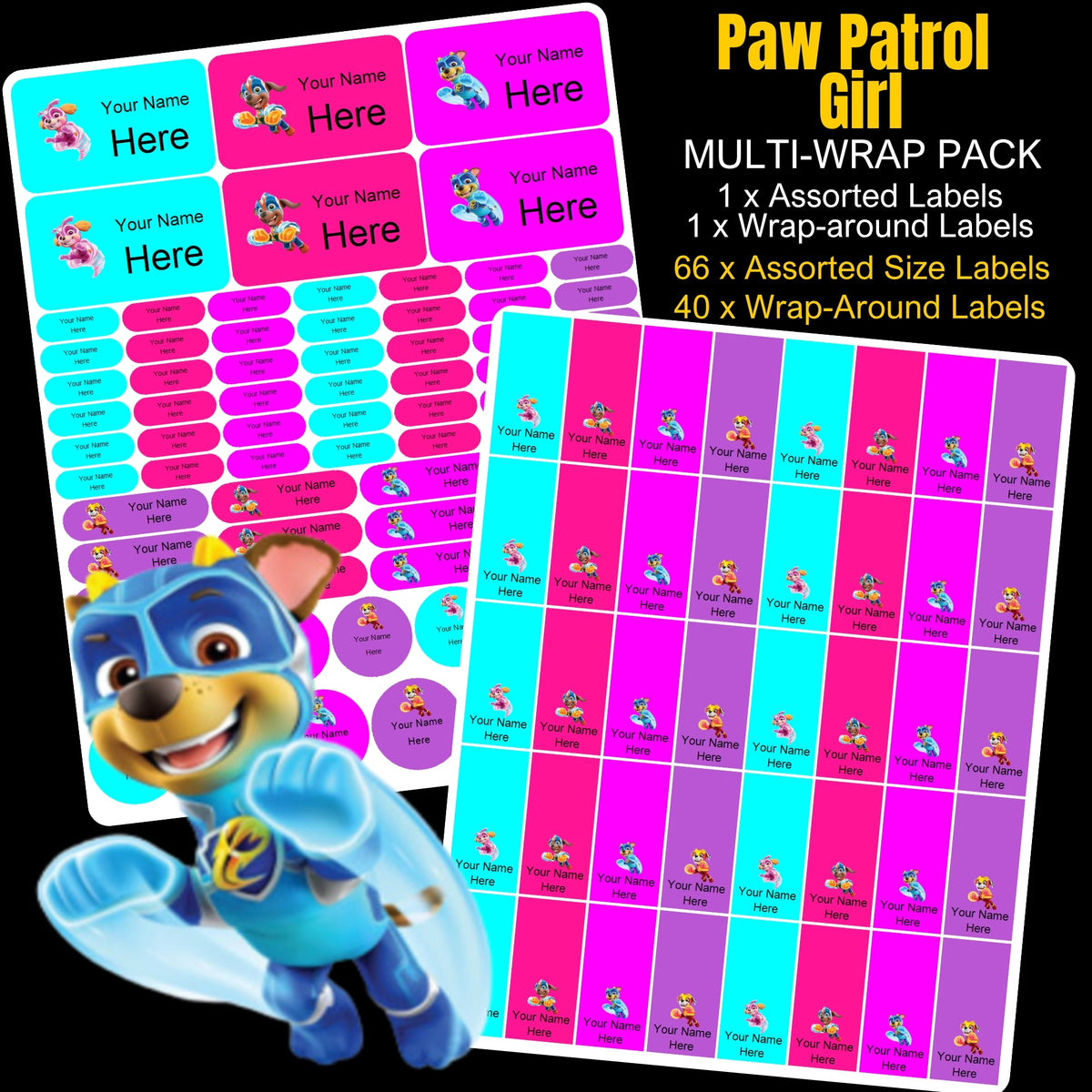 Paw Patrol Girl Stationery Labels