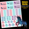 Unicorn Marble Stationery Labels