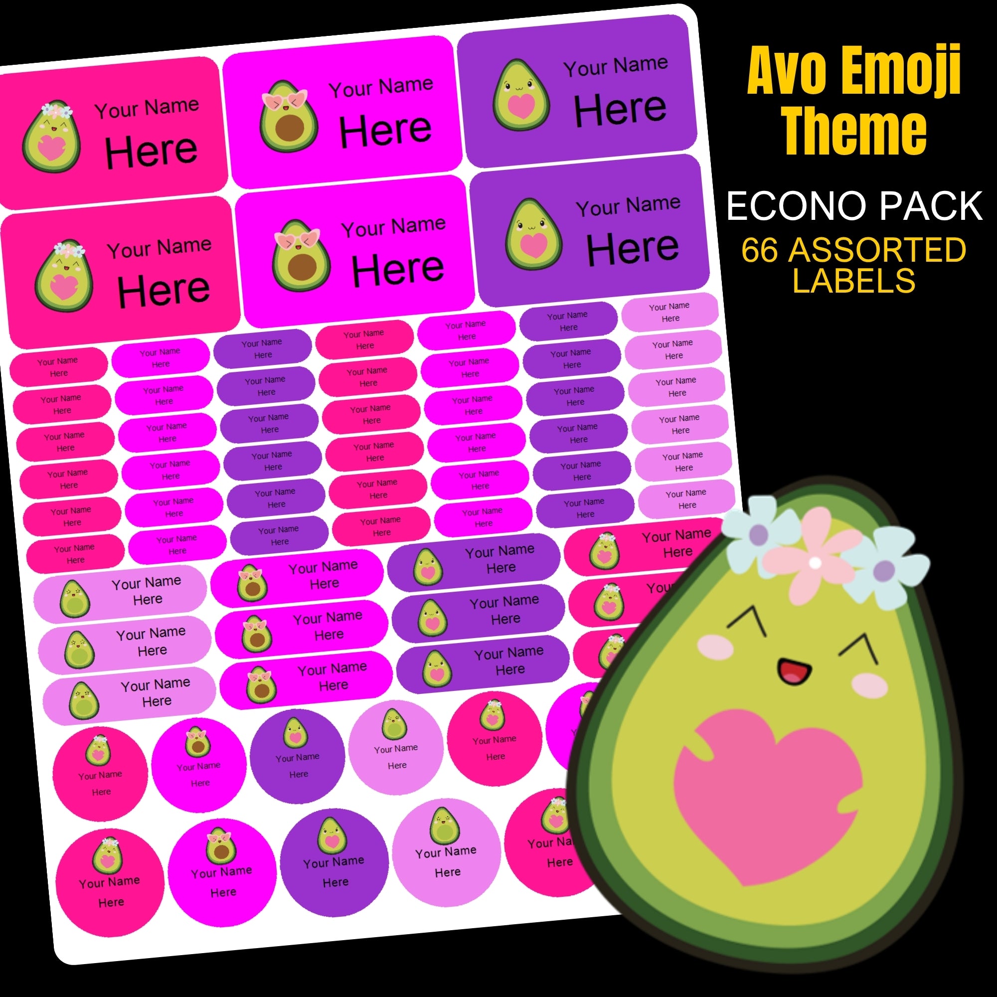 Avo Emoji Stationery Labels
