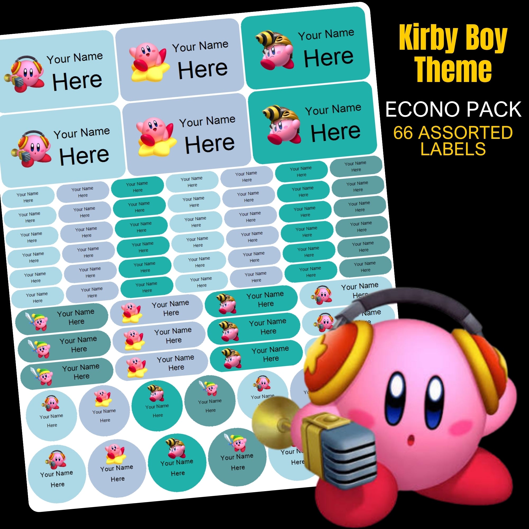Kirby Boy Stationery Labels