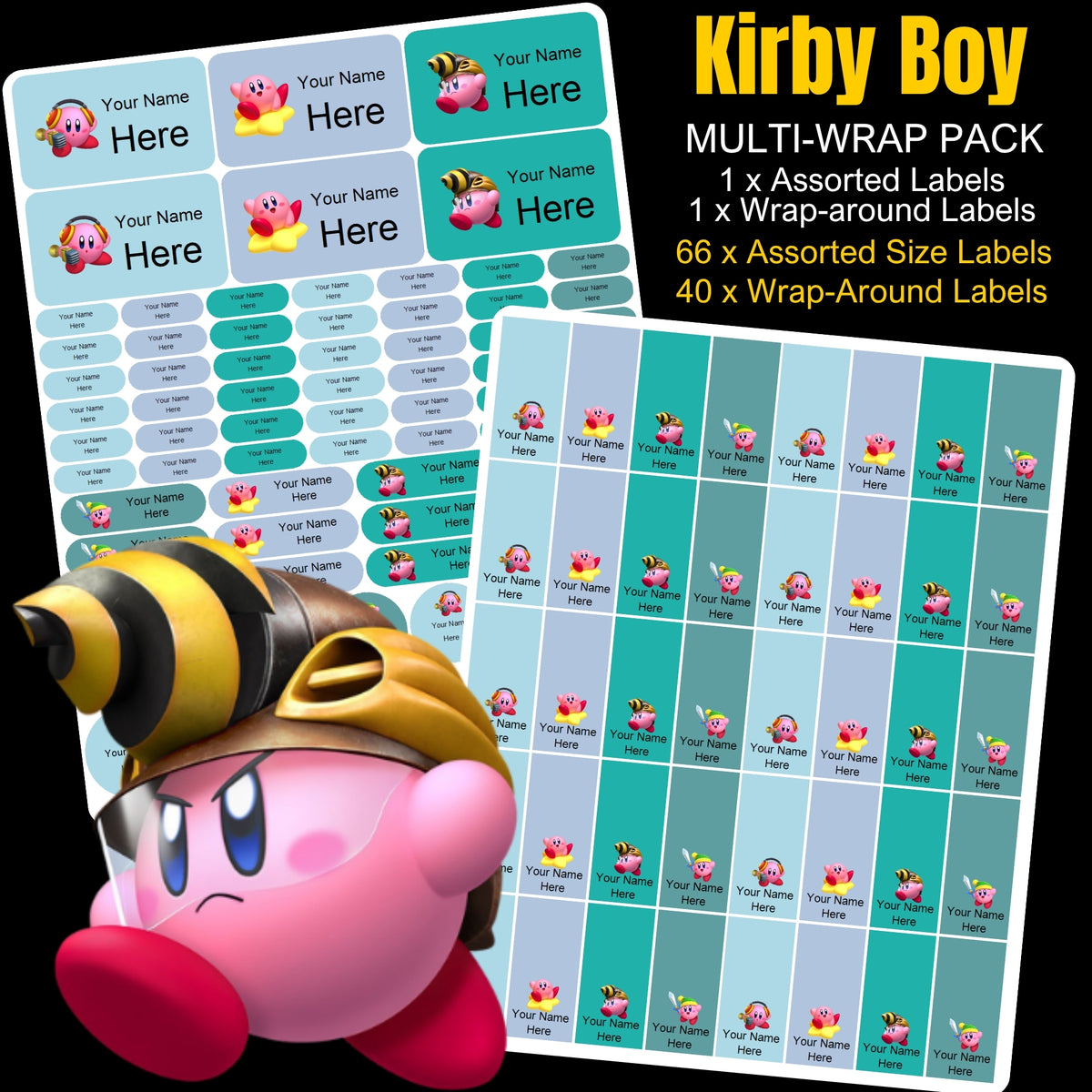 Kirby Boy Stationery Labels