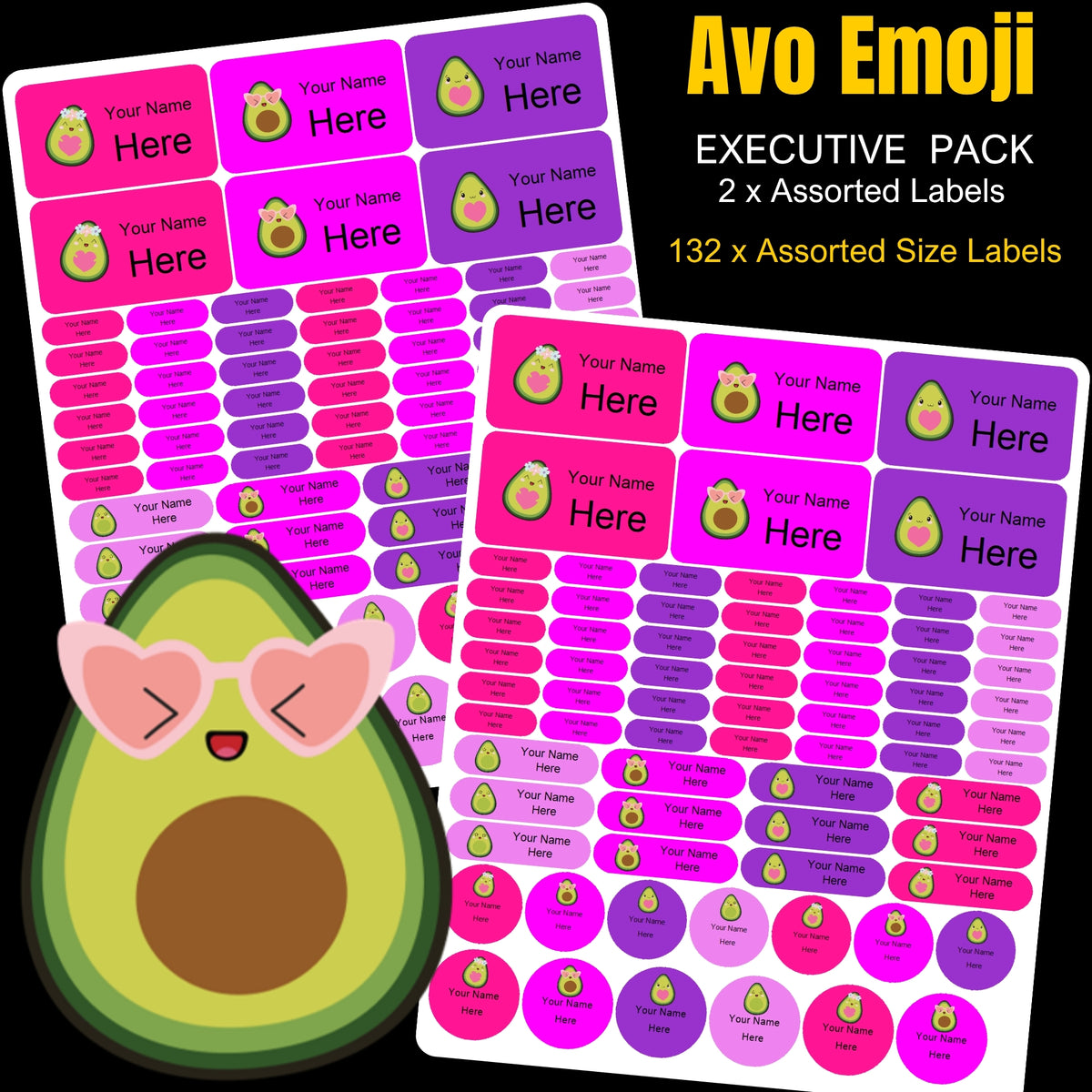 Avo Emoji Stationery Labels