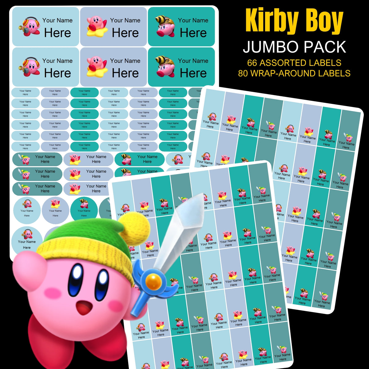 Kirby Boy Stationery Labels