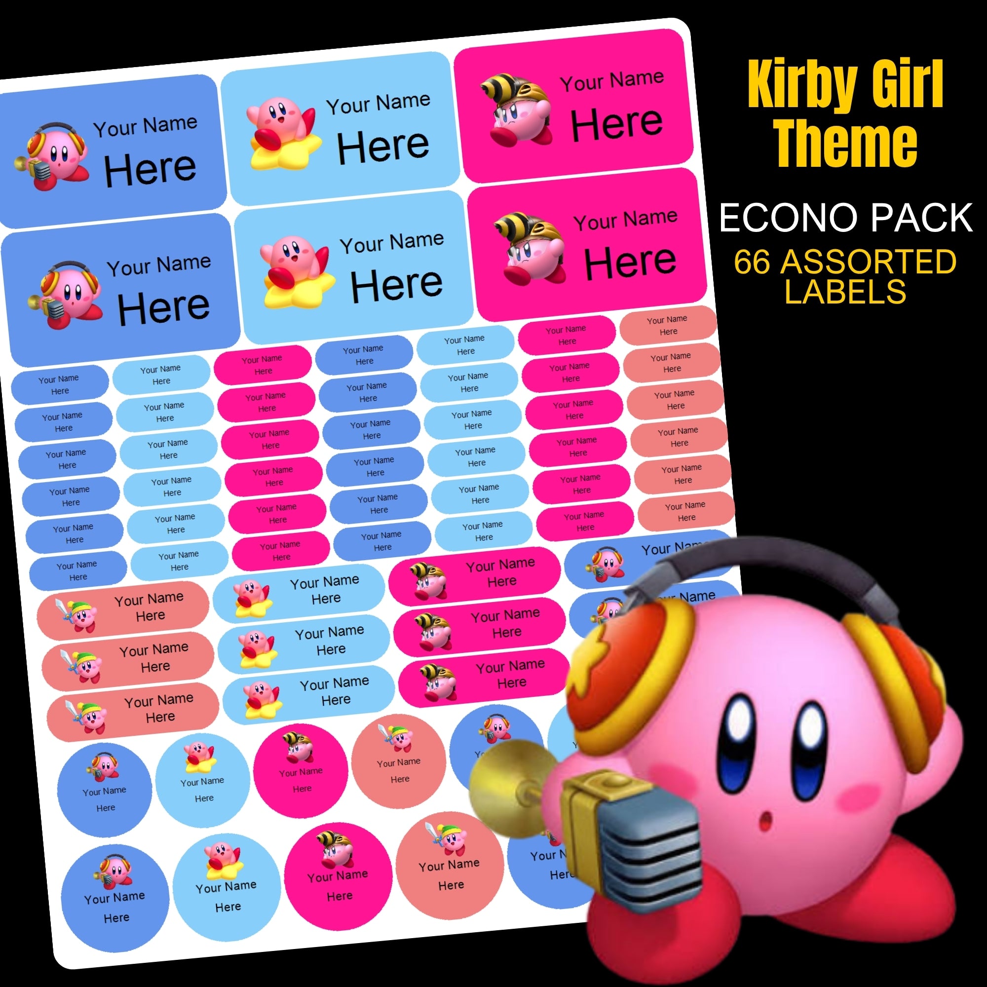 Kirby Girl Stationery Labels