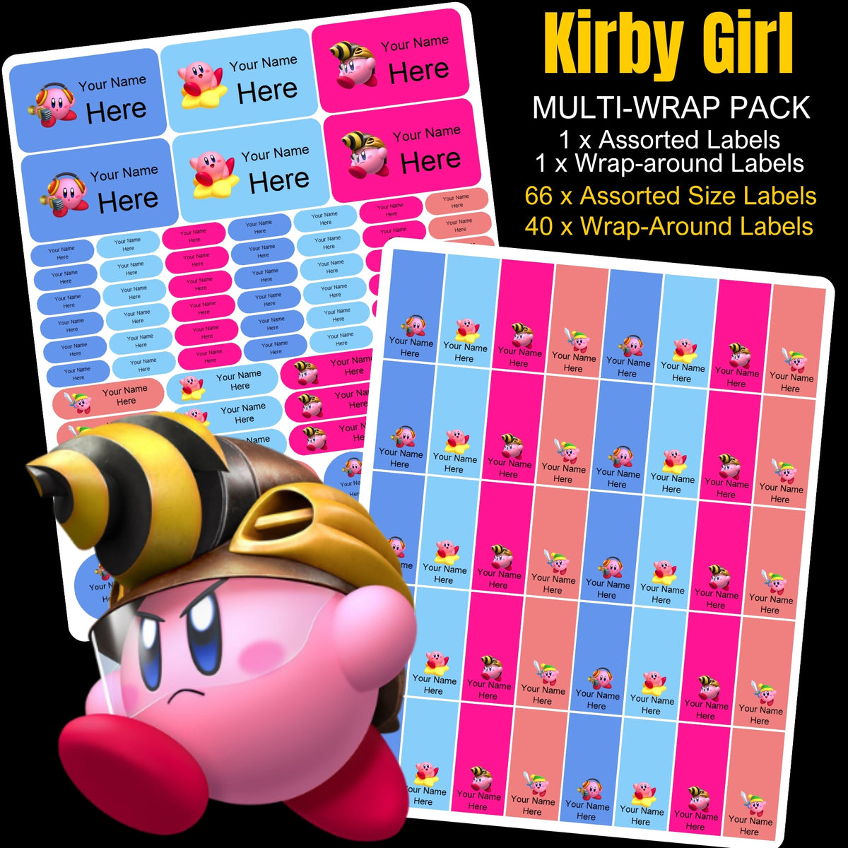 Kirby Girl Stationery Labels