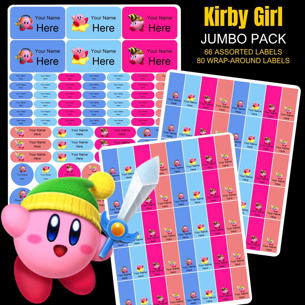 Kirby Girl Stationery Labels