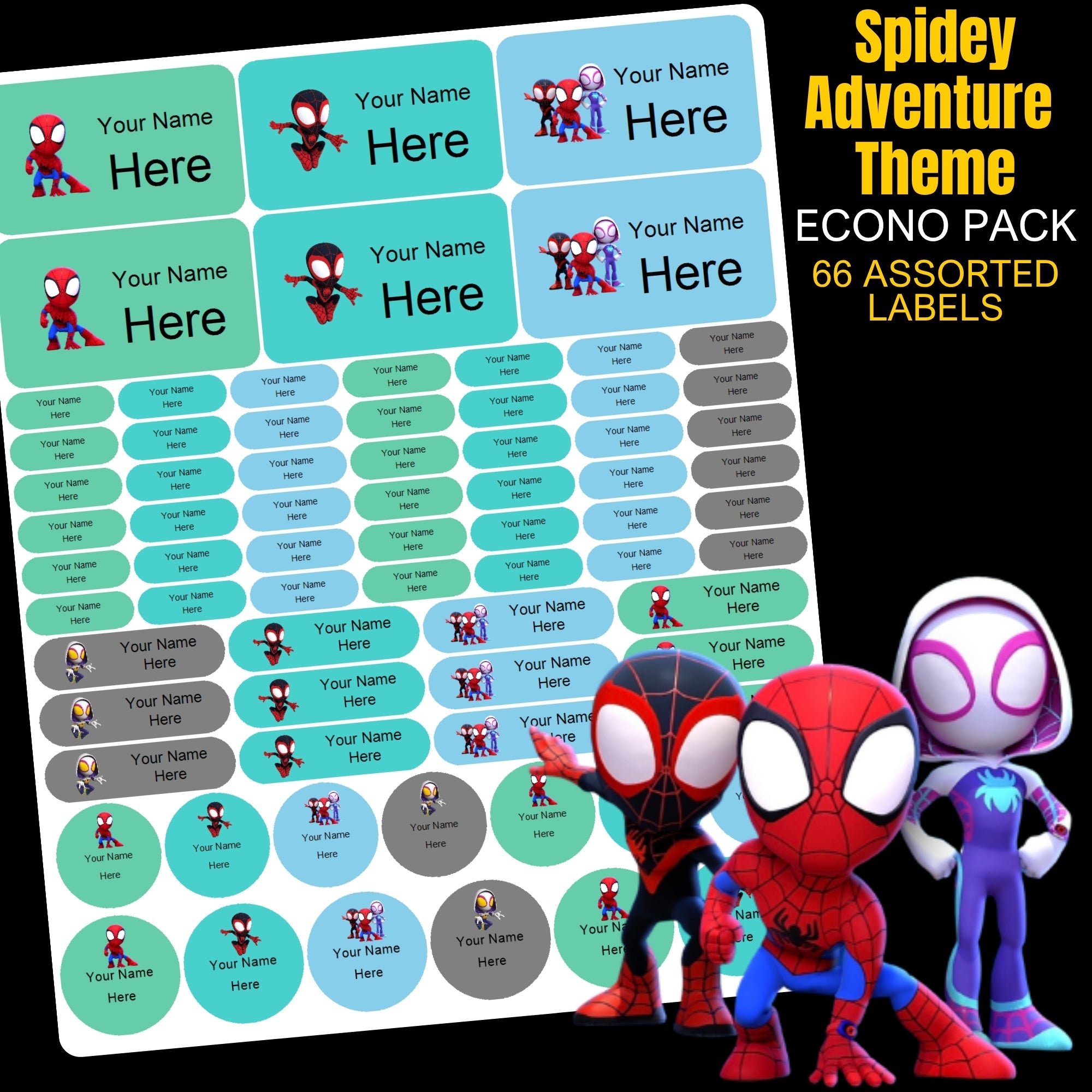 Spidey Adventures Stationery Labels