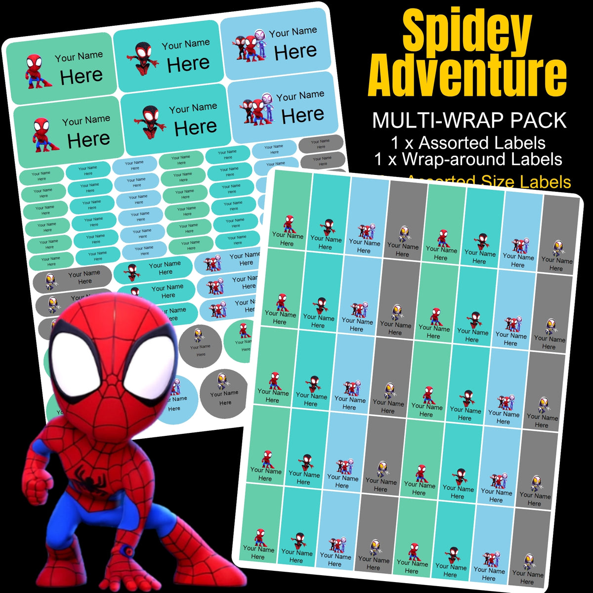 Spidey Adventures Stationery Labels