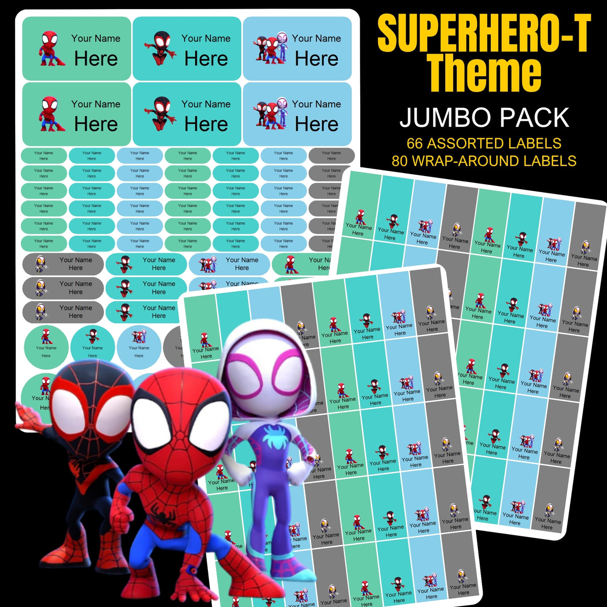 Spidey Adventures Stationery Labels
