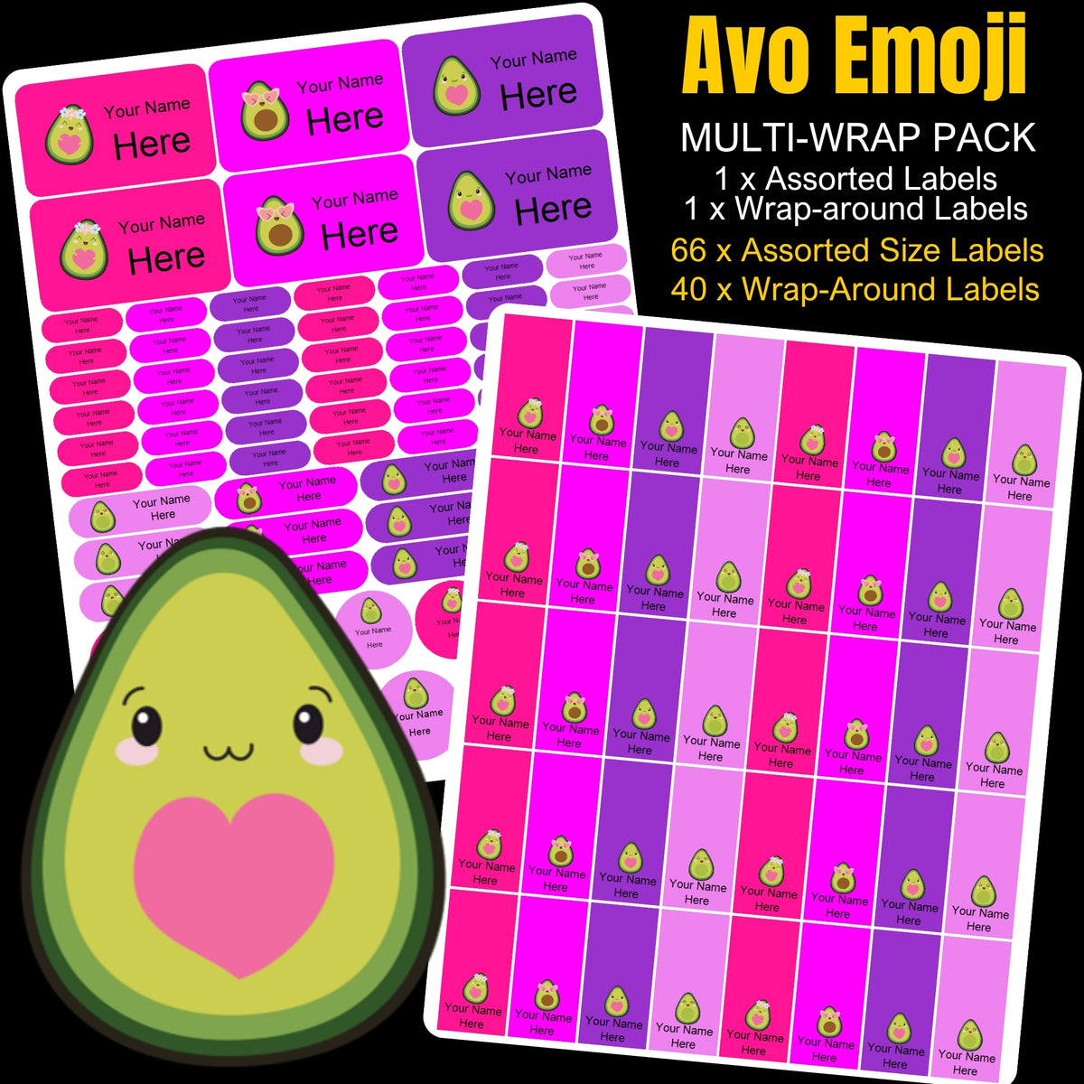 Avo Emoji Stationery Labels