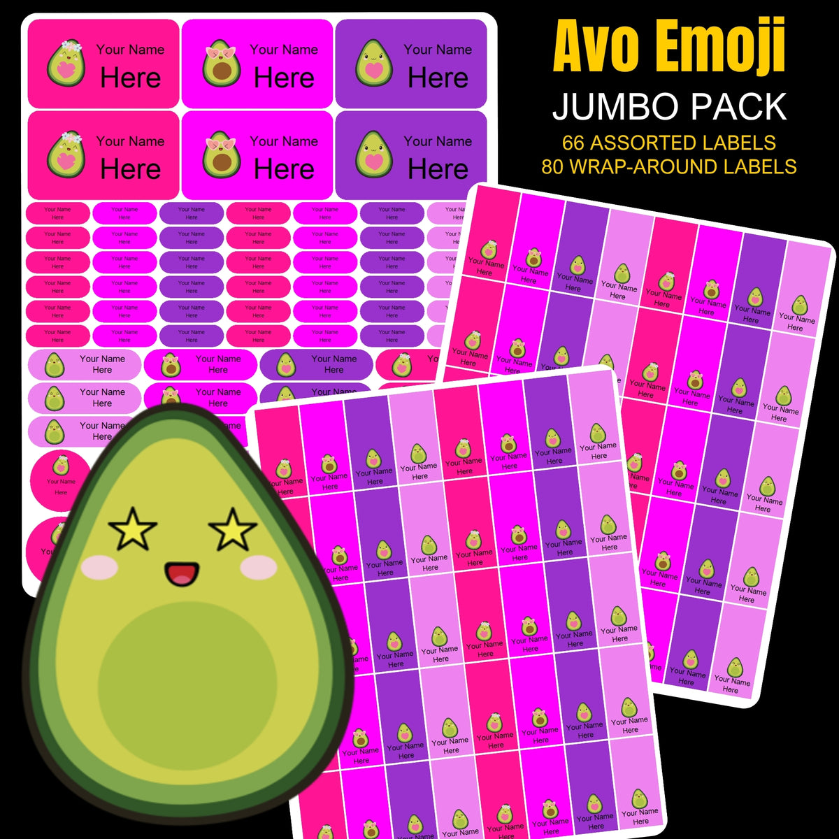 Avo Emoji Stationery Labels