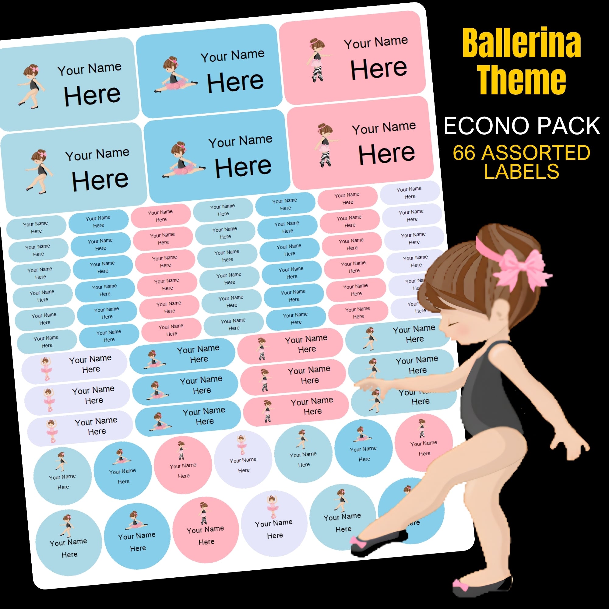 Ballerina Stationery Labels