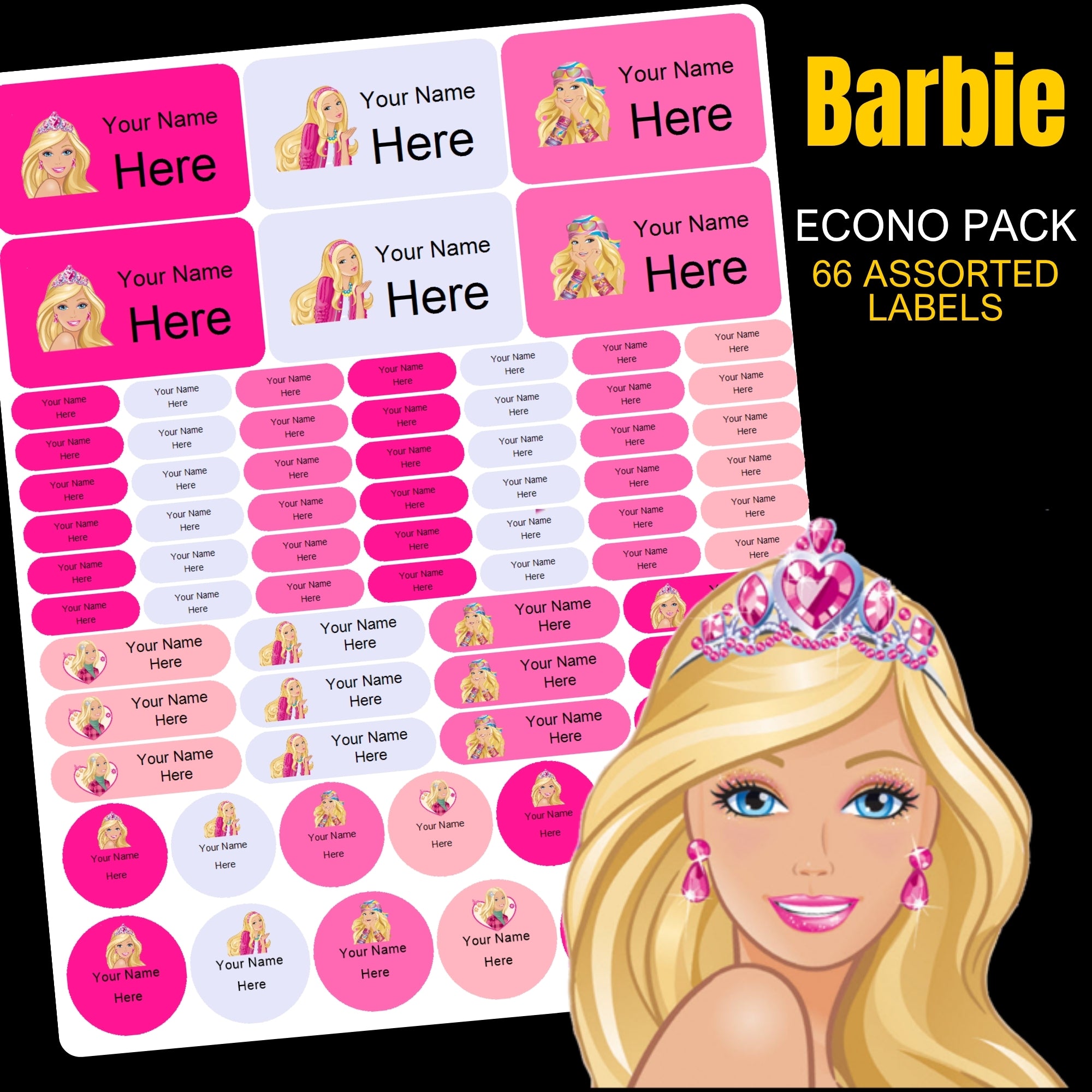 Barbie Stationery Labels
