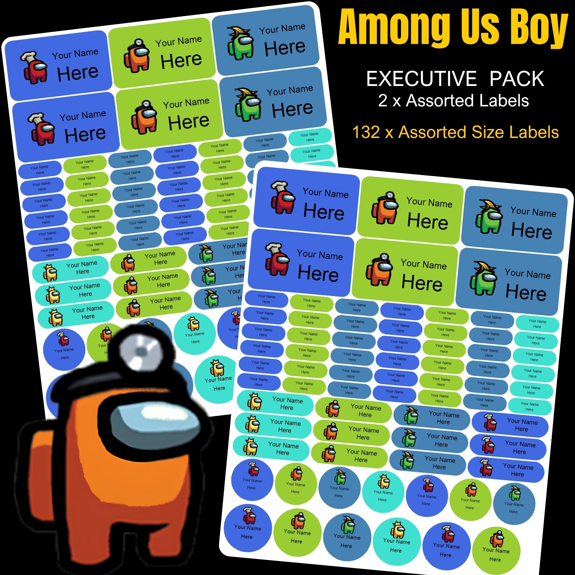 Among Us Boy Stationery Labels