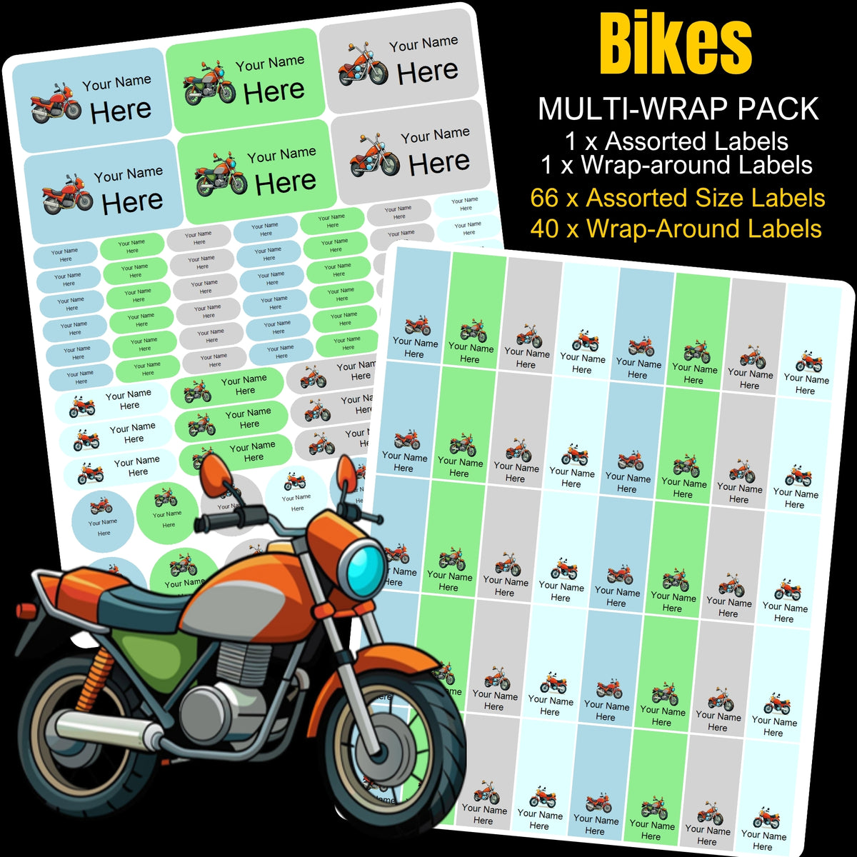 Bikes Stationery Labels