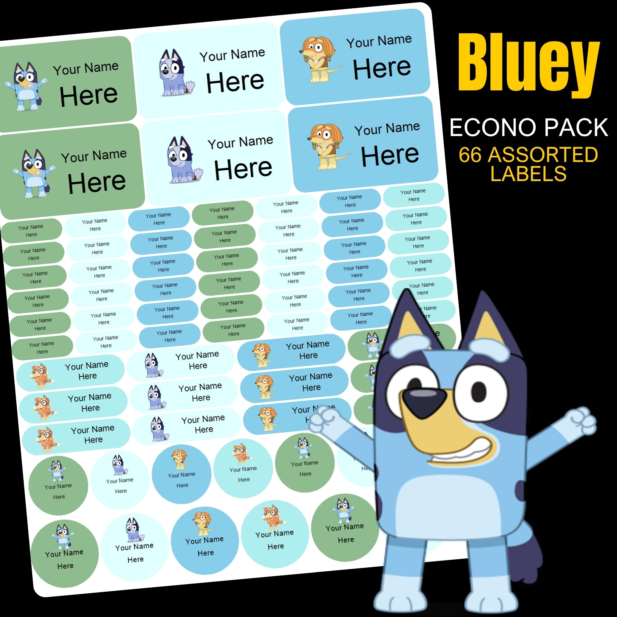 Bluey Stationery Labels