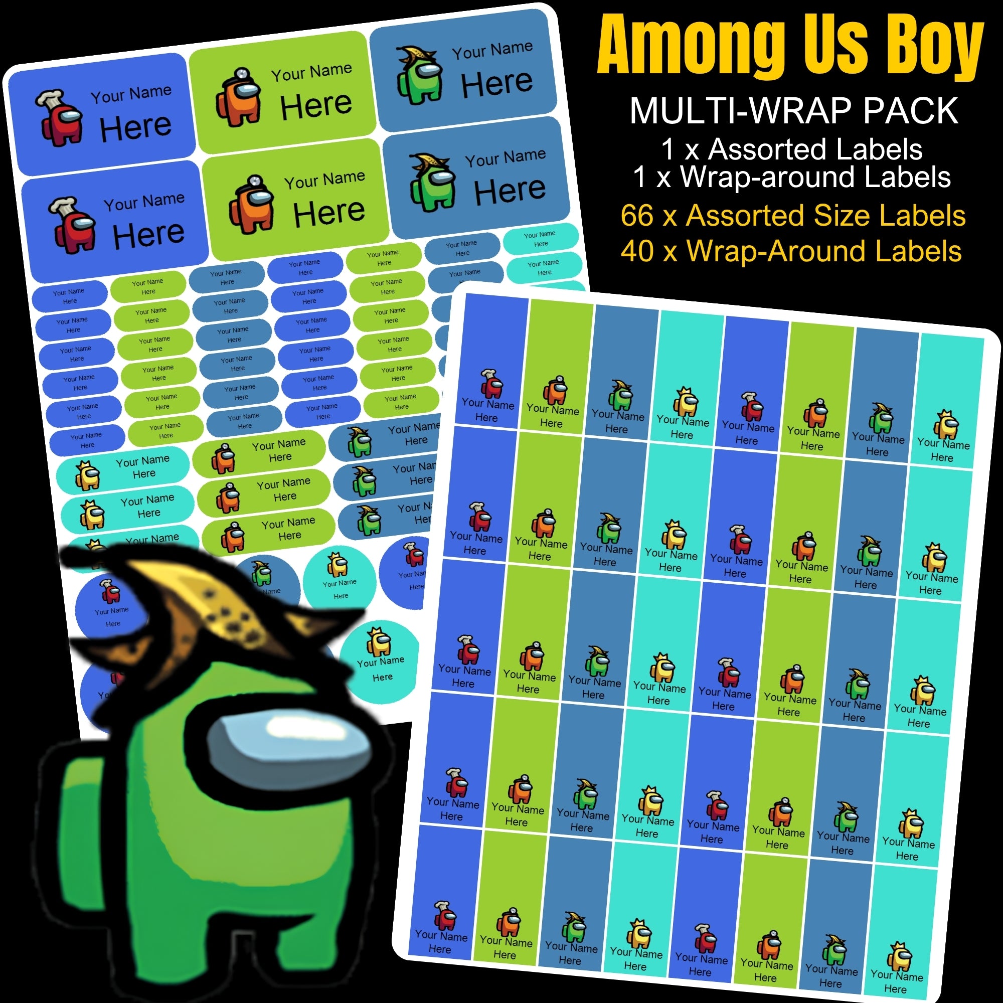 Among Us Boy Stationery Labels