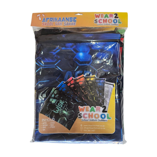 7 x Honeycomb Design Book Bag Set In Afrikaans for Gr 4 - 6