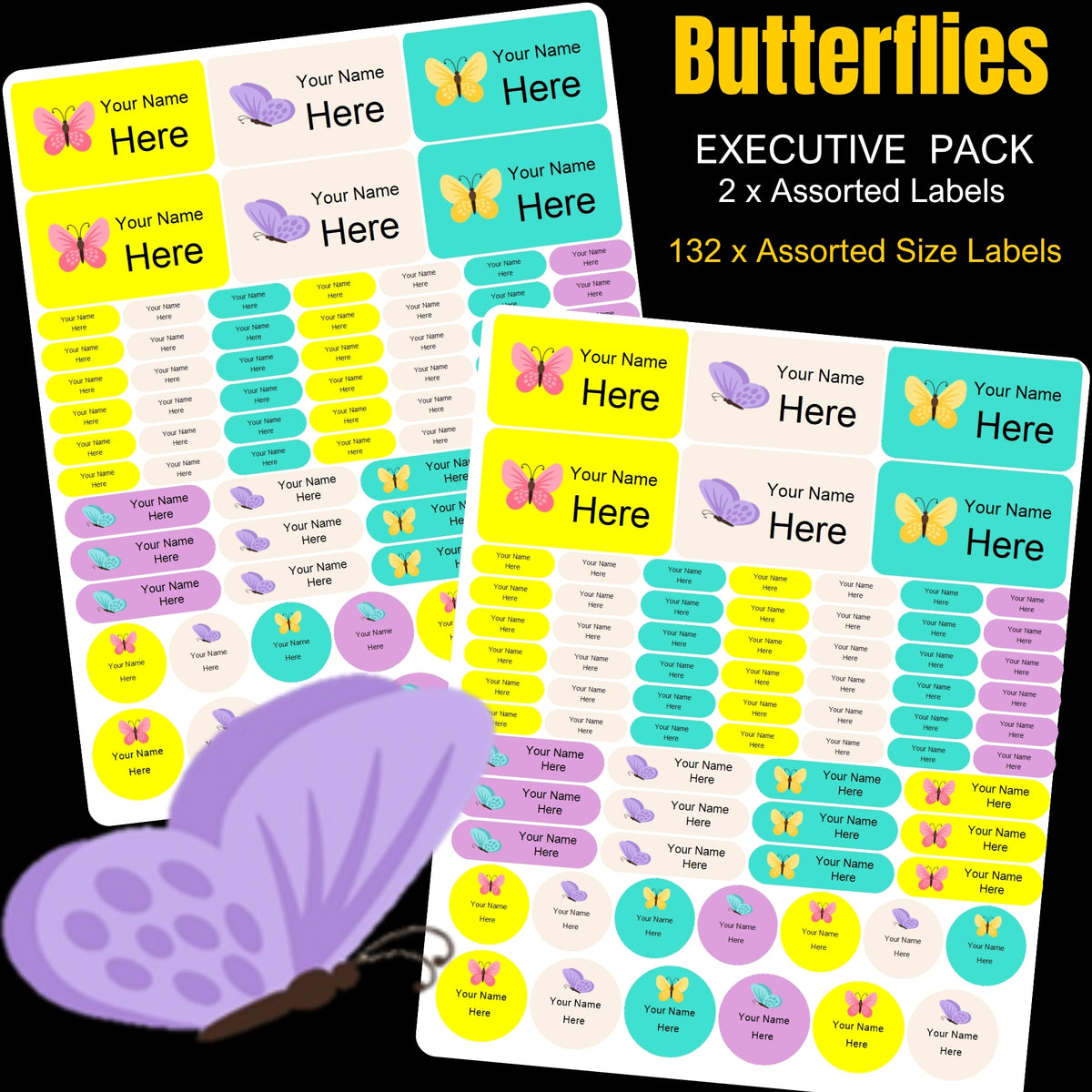 Butterlies Pastel Stationery Labels