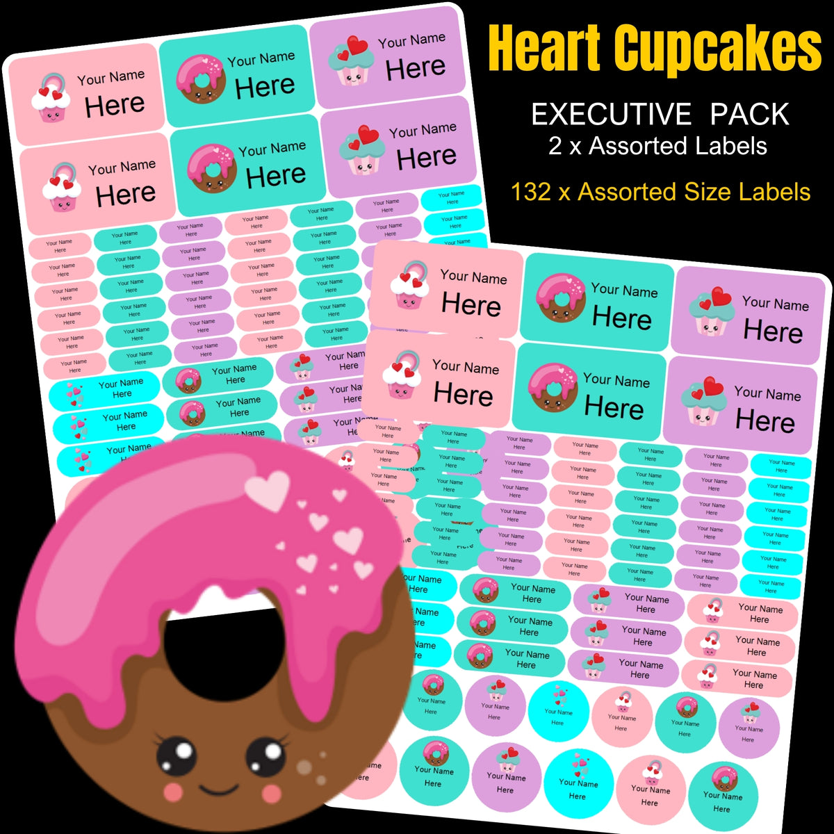 Cupcakes and Hearts Stationery Labels
