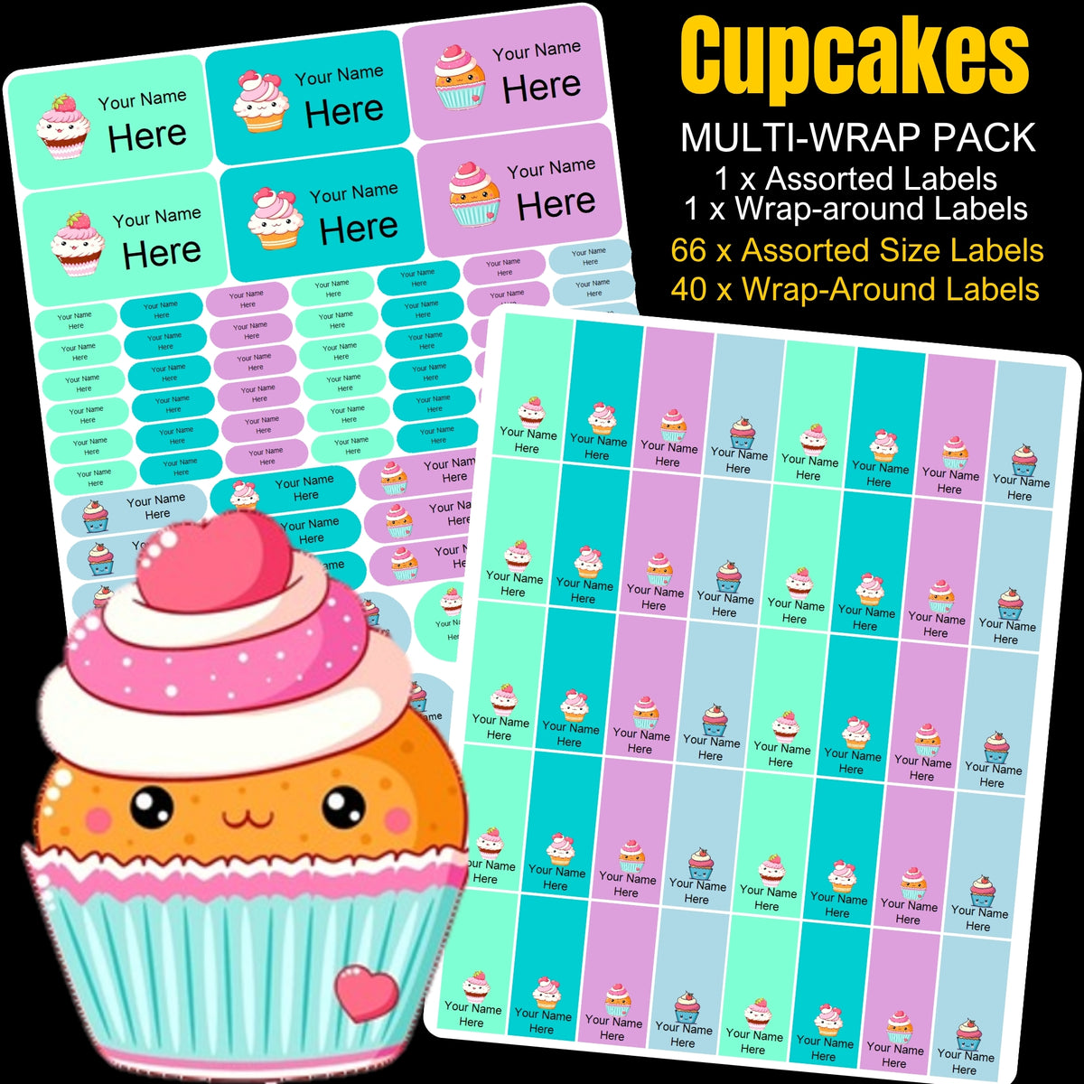 Cute Cupcakes Stationery Labels