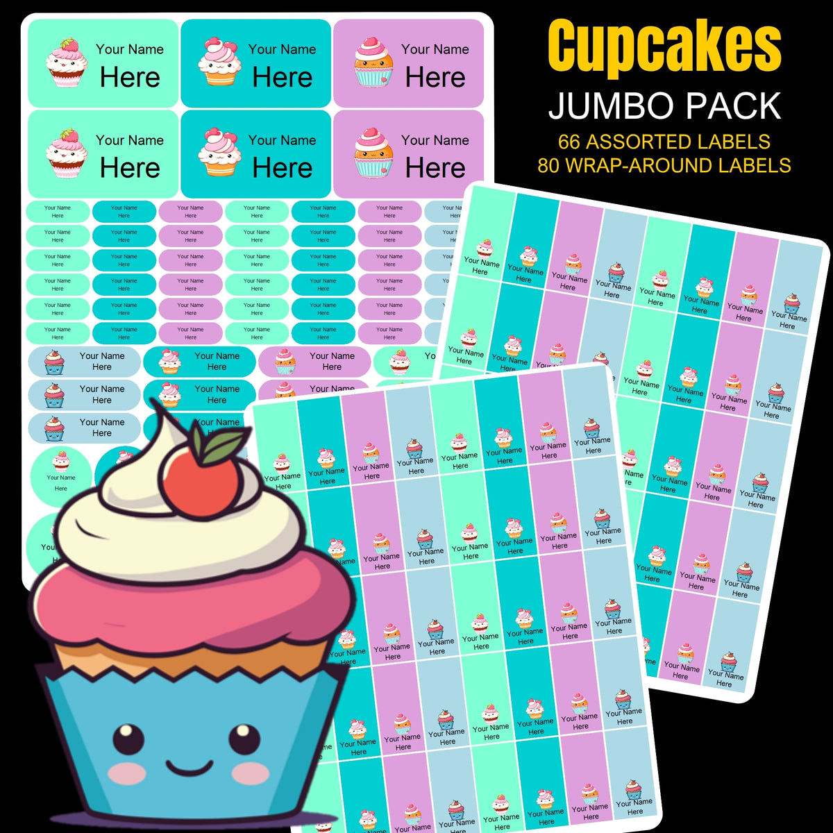 Cute Cupcakes Stationery Labels