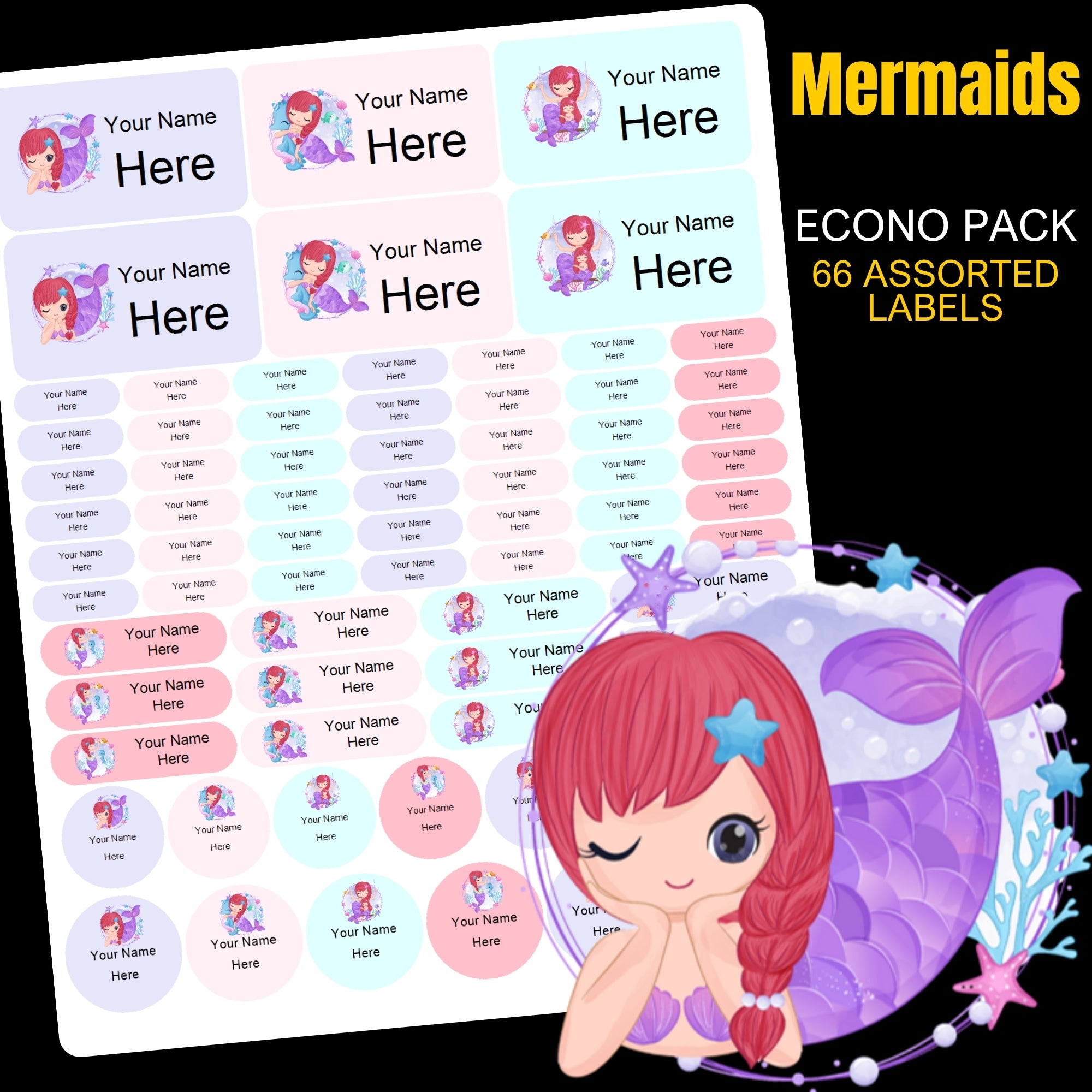 Mermaids Stationery Labels
