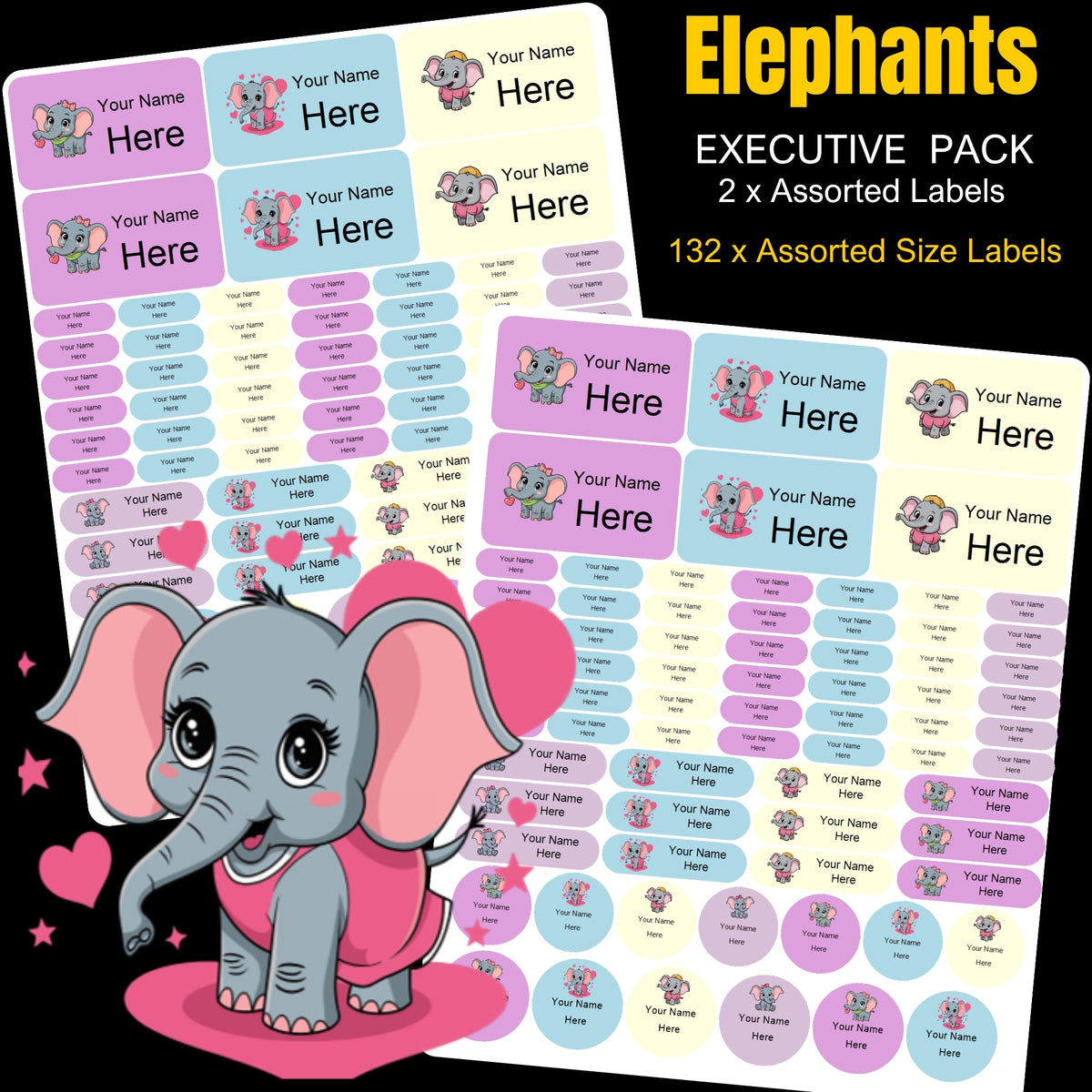 Elephants Stationery Labels