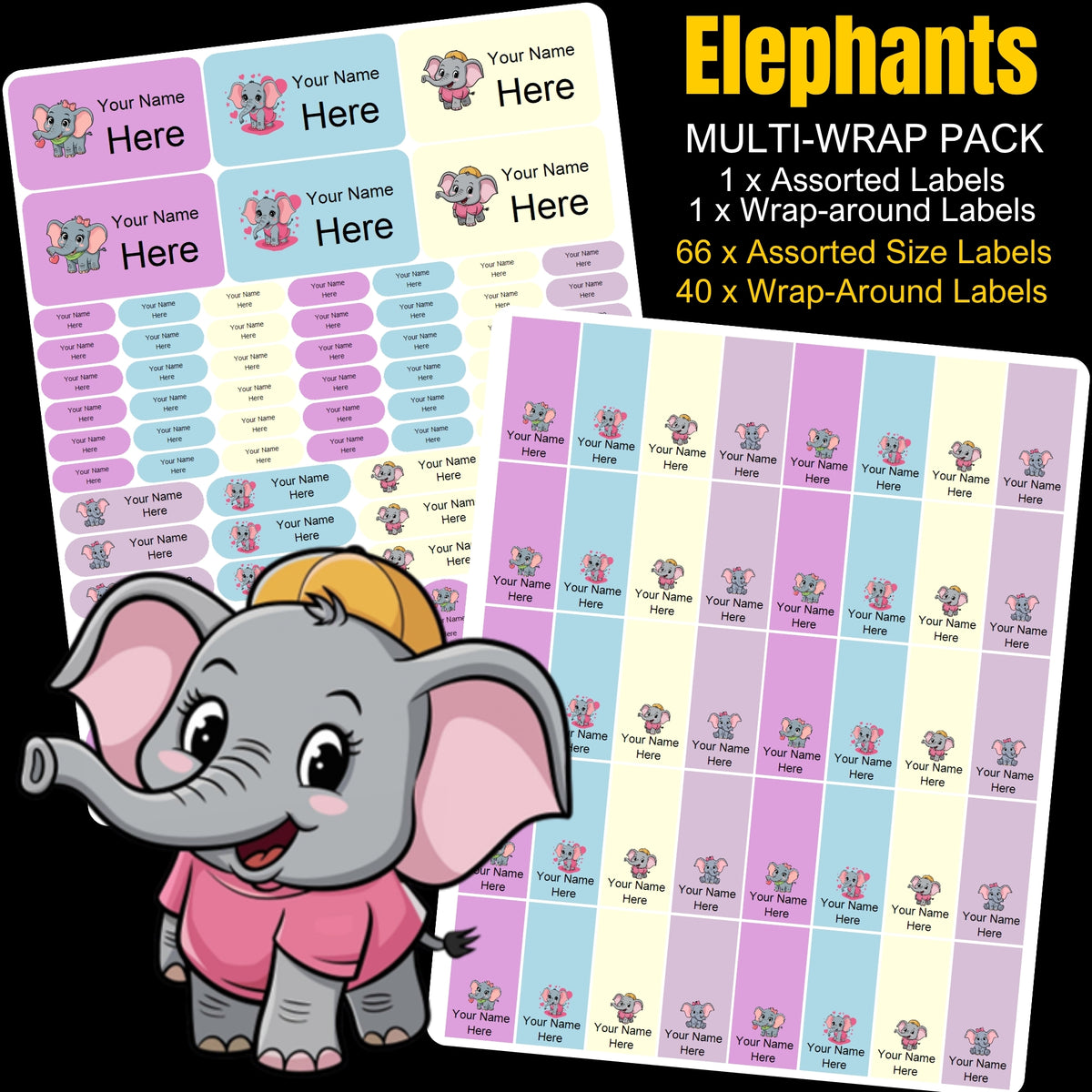 Elephants Stationery Labels