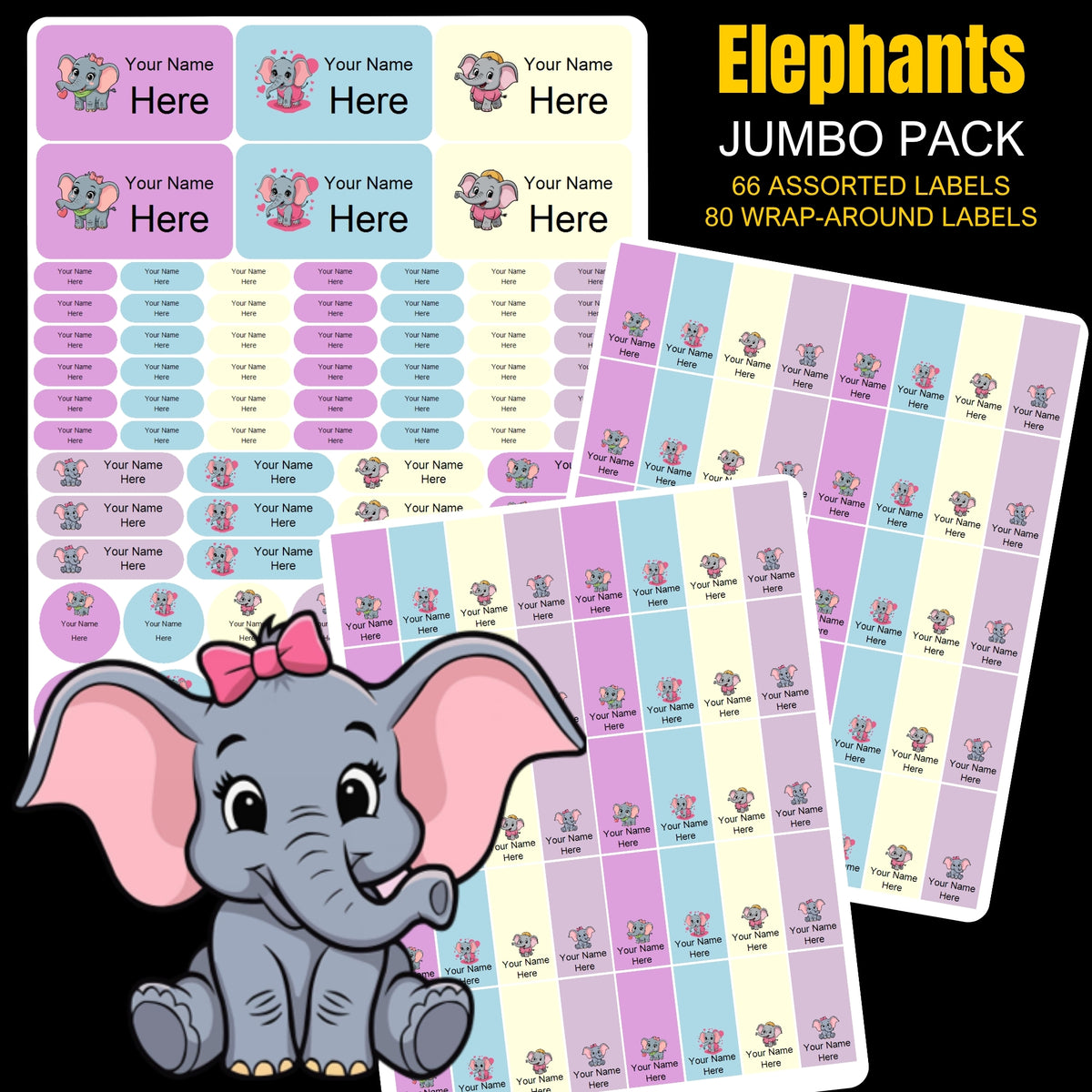Elephants Stationery Labels