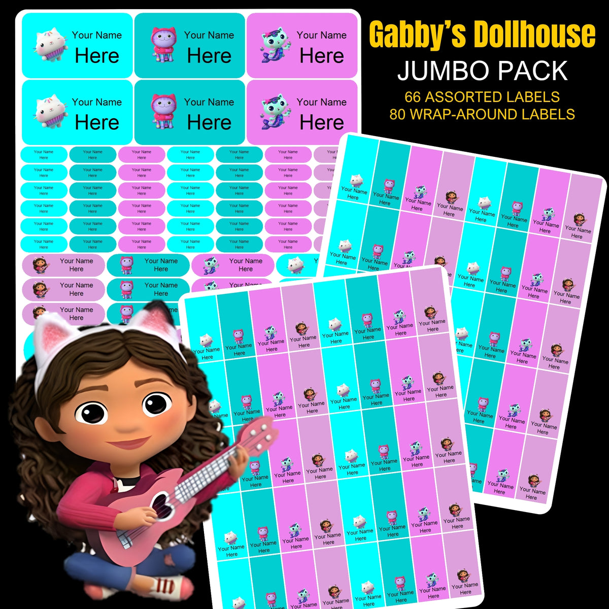 Gabby Dollhouse Stationery Labels