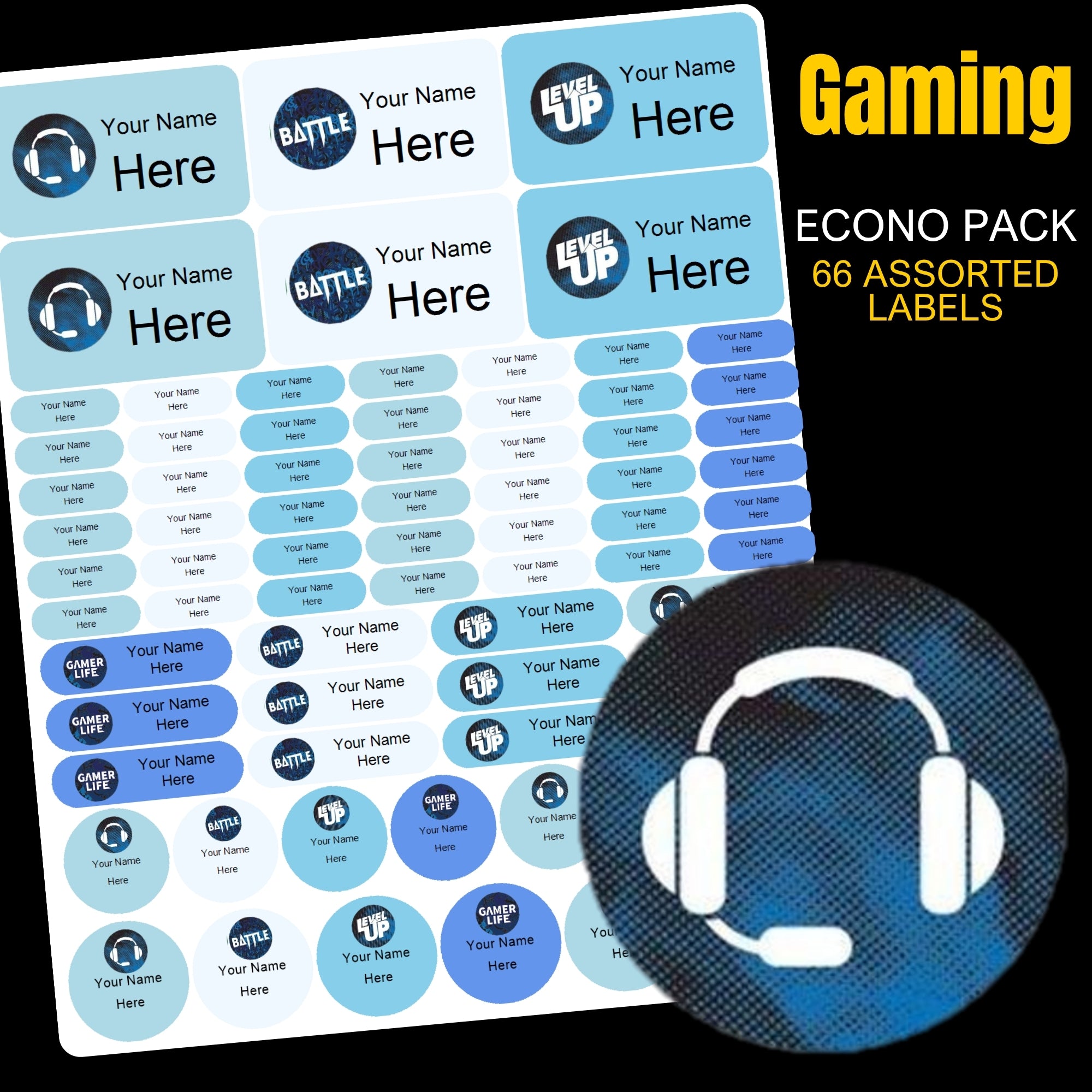 Gaming Level Up Stationery Labels