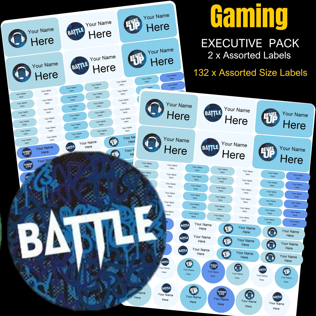 Gaming Level Up Stationery Labels