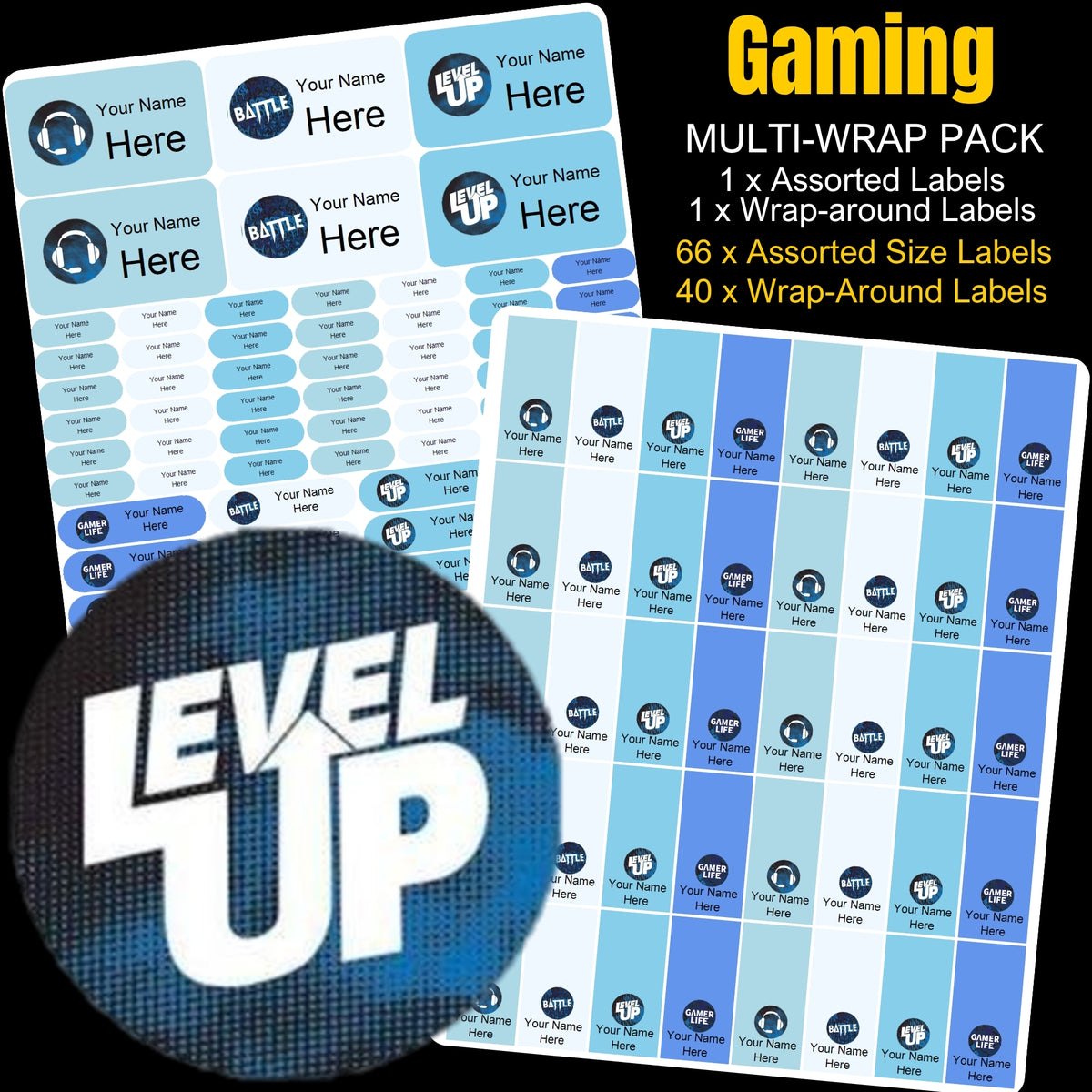 Gaming Level Up Stationery Labels