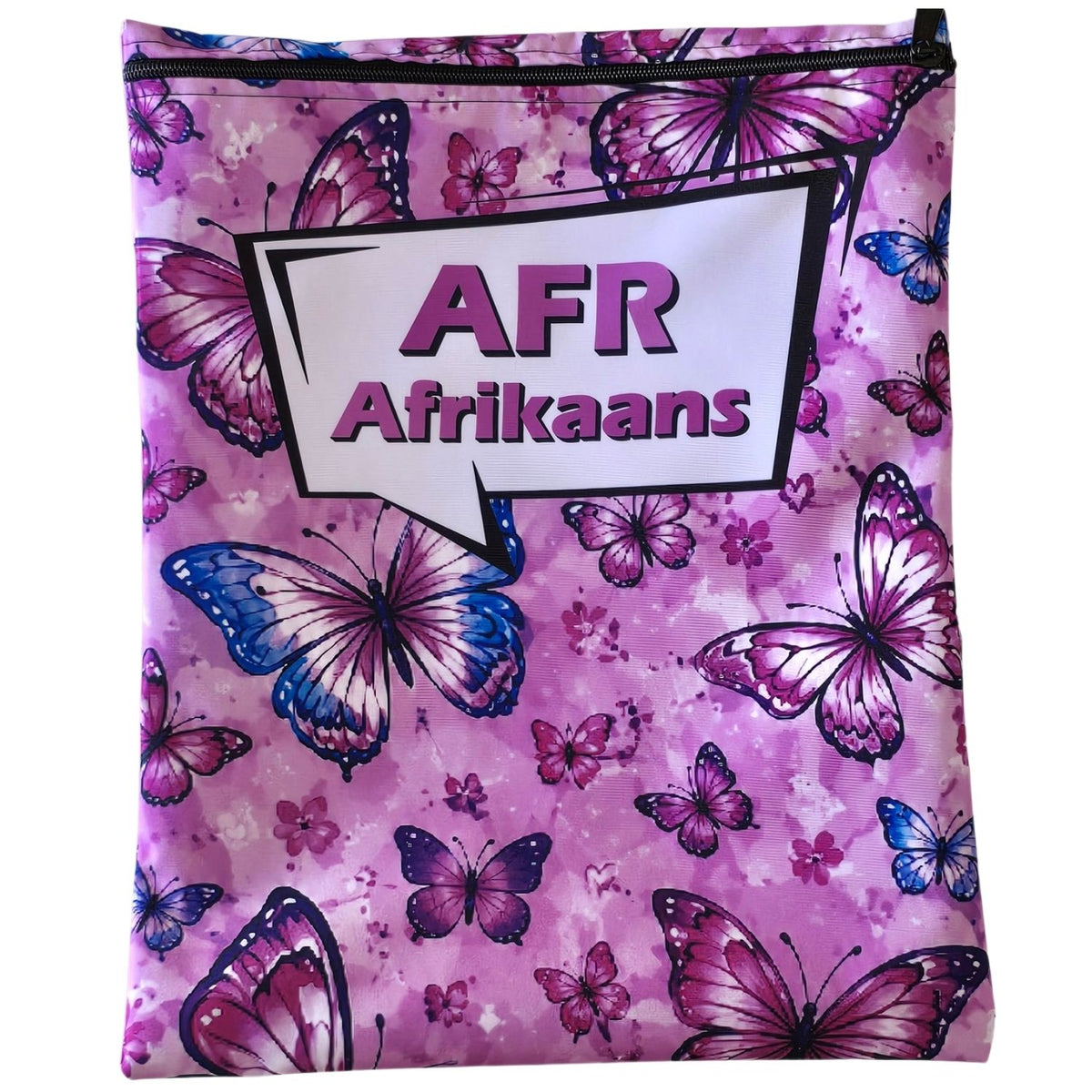 Set of 7 - Heart and Flower Design Book Bag Set with Subject Names In Afrikaans