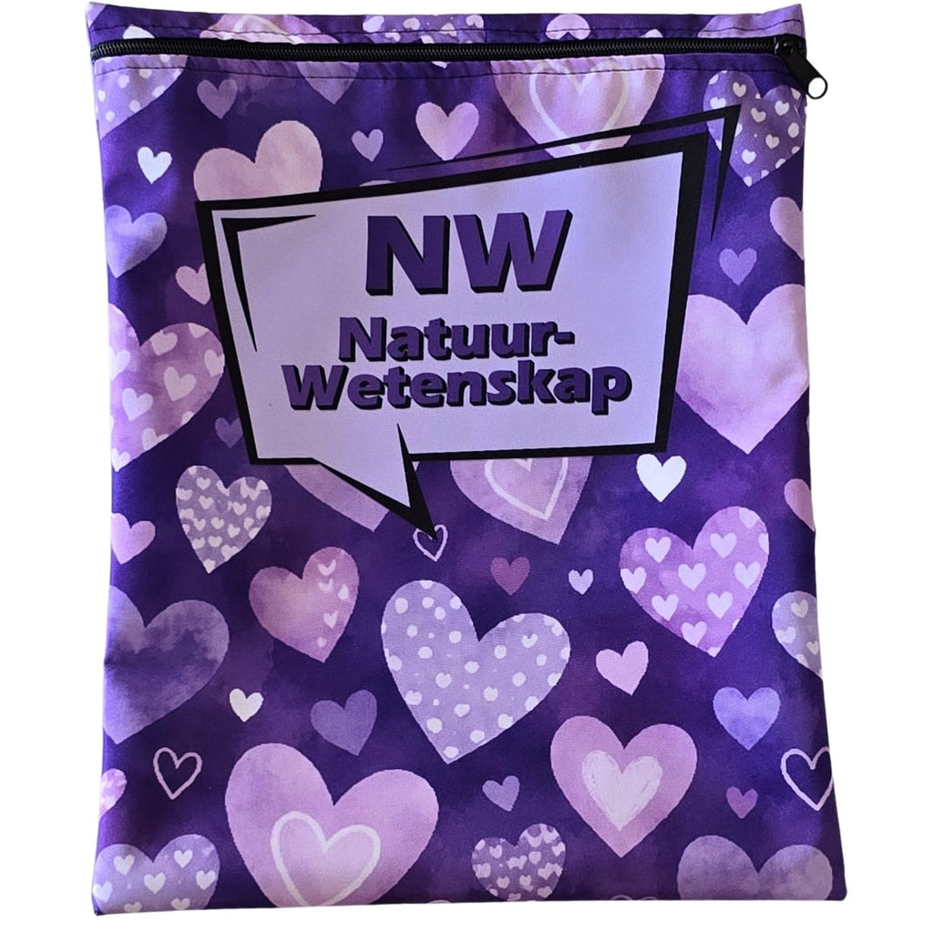 Set of 7 - Heart and Flower Design Book Bag Set with Subject Names In Afrikaans
