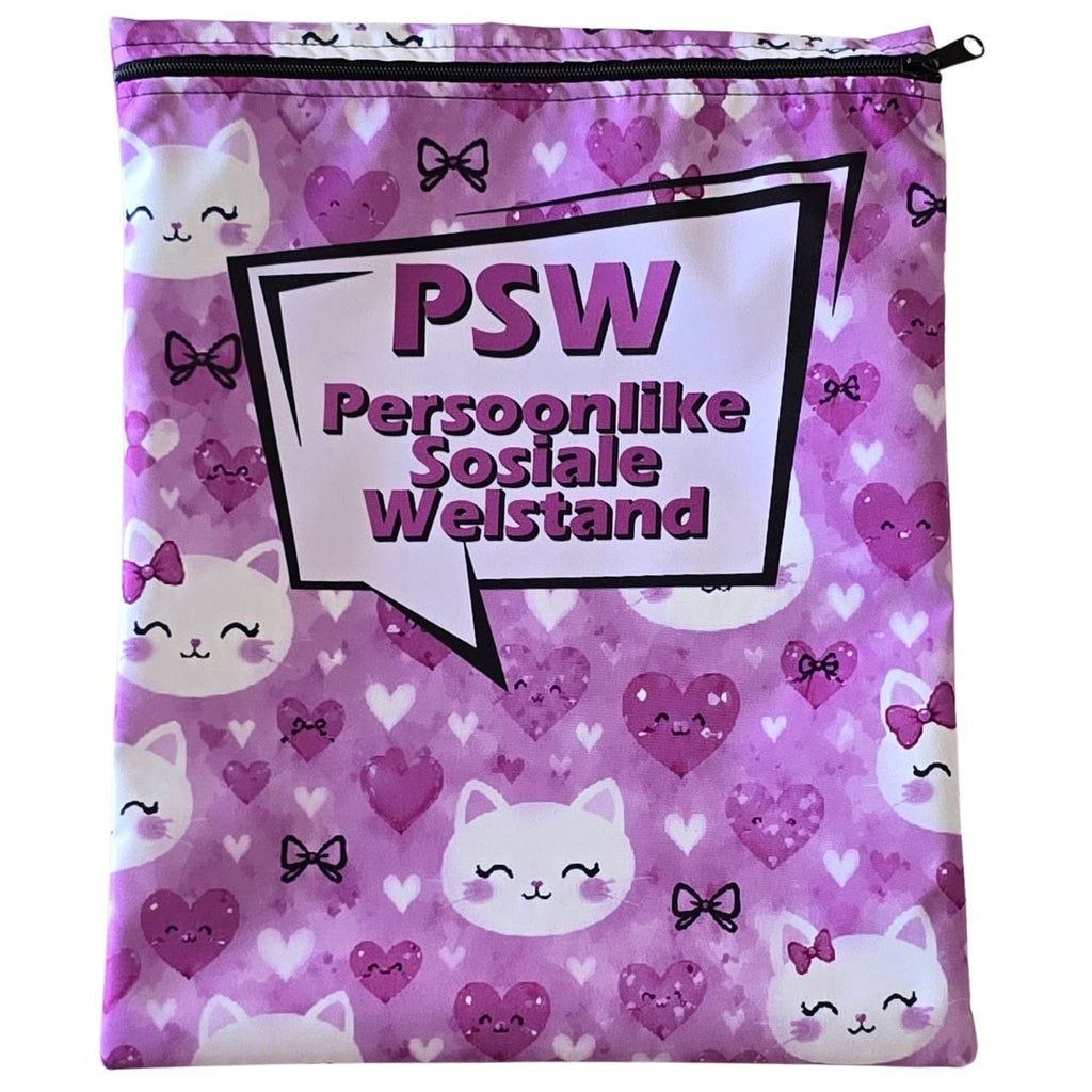 Set of 7 - Heart and Flower Design Book Bag Set with Subject Names In Afrikaans