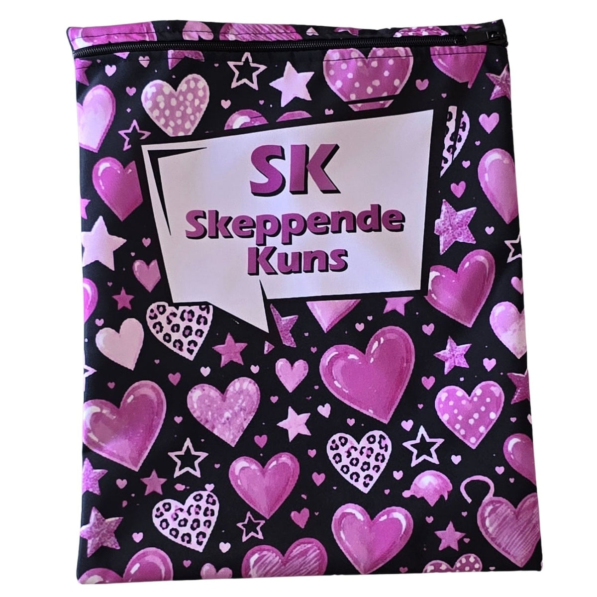 Set of 7 - Heart and Flower Design Book Bag Set with Subject Names In Afrikaans