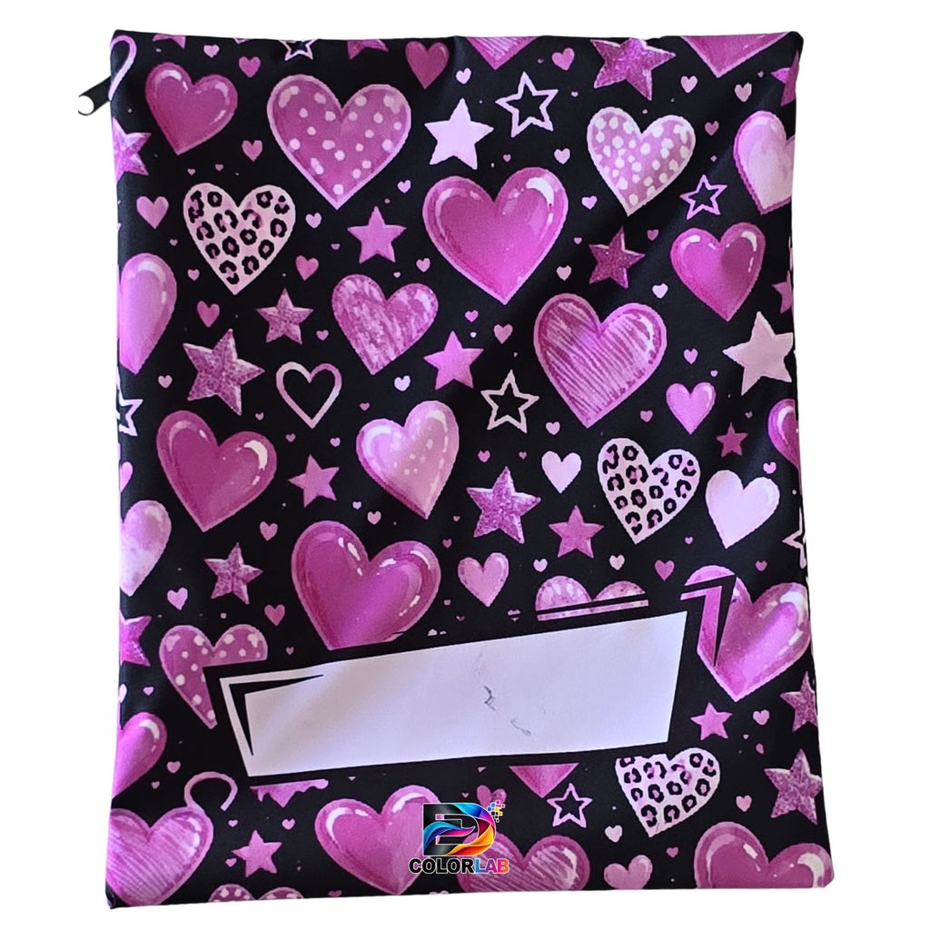 Set of 7 - Heart and Flower Design Book Bag Set with Subject Names In Afrikaans