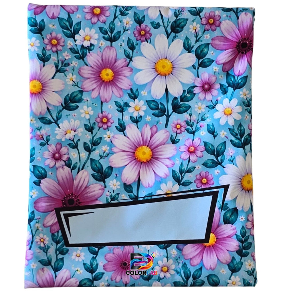Set of 7 - Heart and Flower Design Book Bag Set with Subject Names In Afrikaans