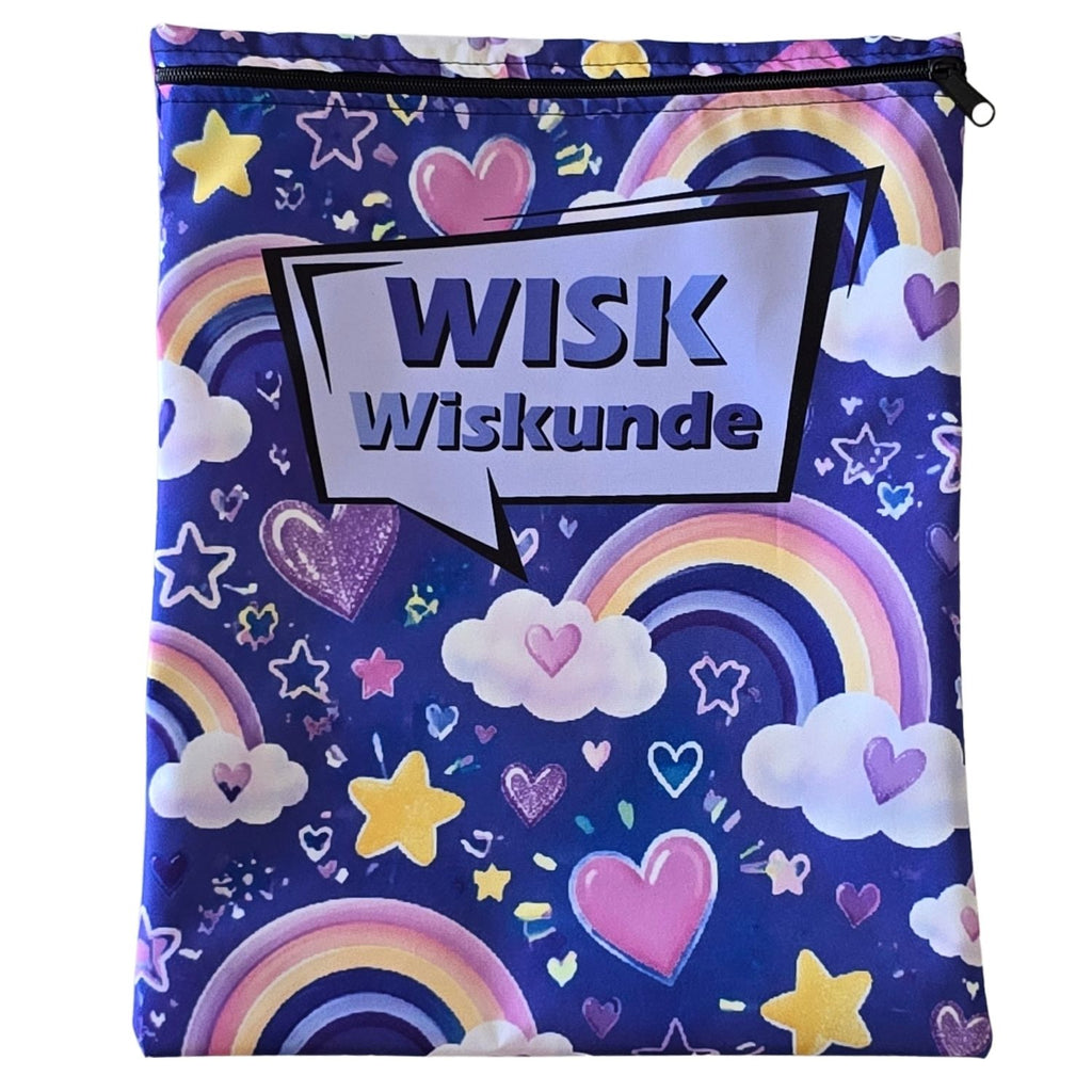 Set of 7 - Heart and Flower Design Book Bag Set with Subject Names In Afrikaans