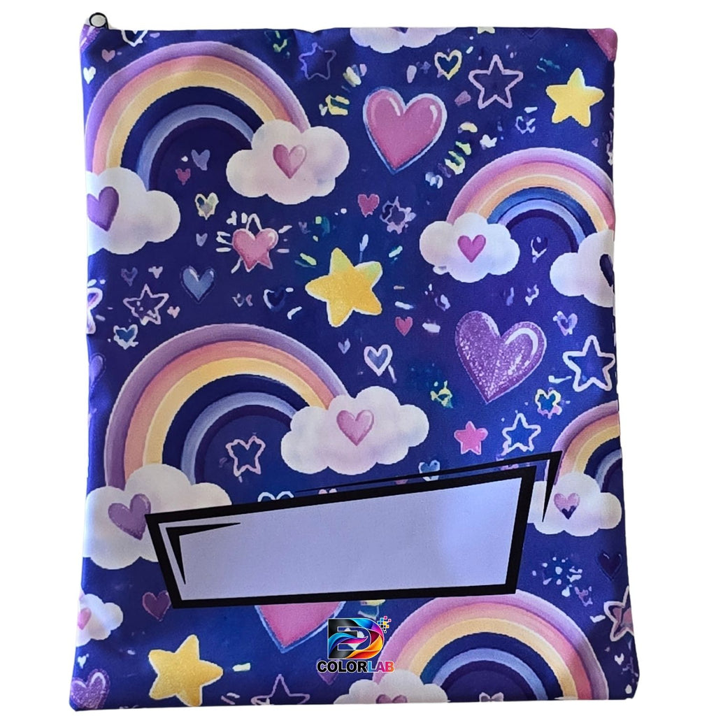 Set of 7 - Heart and Flower Design Book Bag Set with Subject Names In Afrikaans