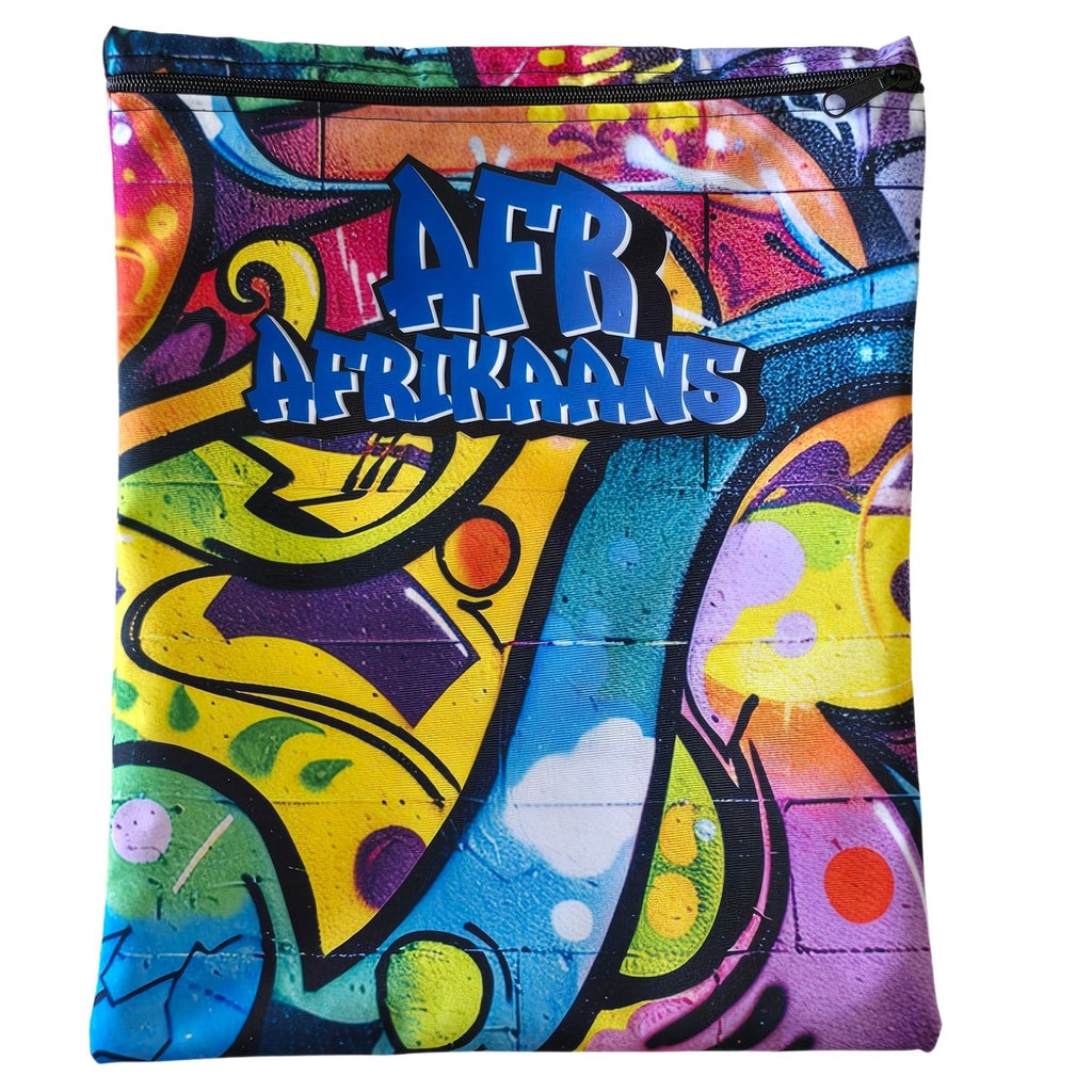 Set of 7 - Graffiti Design Book Bag Set with Subject Names In Afrikaans