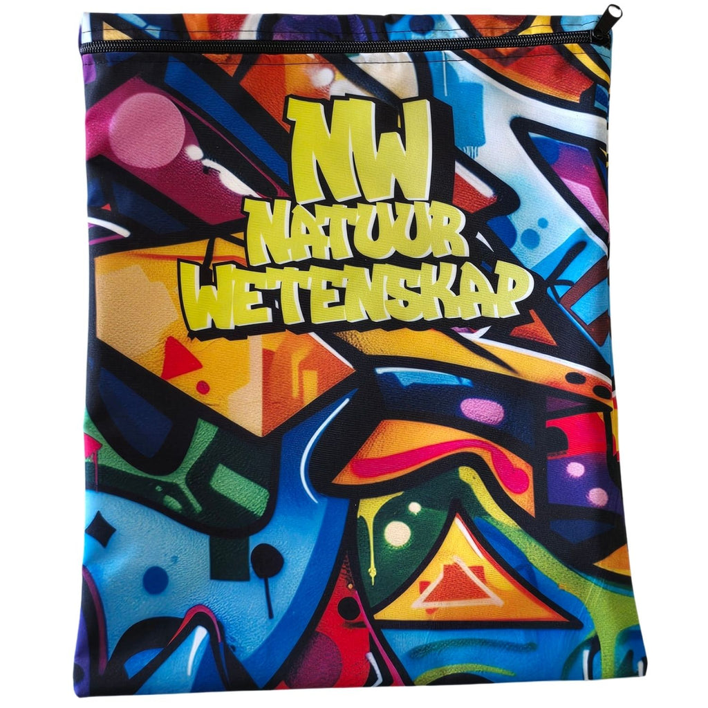 Set of 7 - Graffiti Design Book Bag Set with Subject Names In Afrikaans