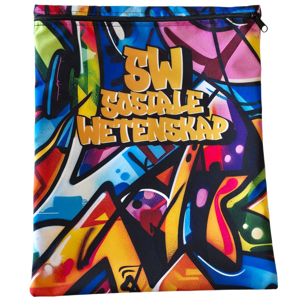 Set of 7 - Graffiti Design Book Bag Set with Subject Names In Afrikaans