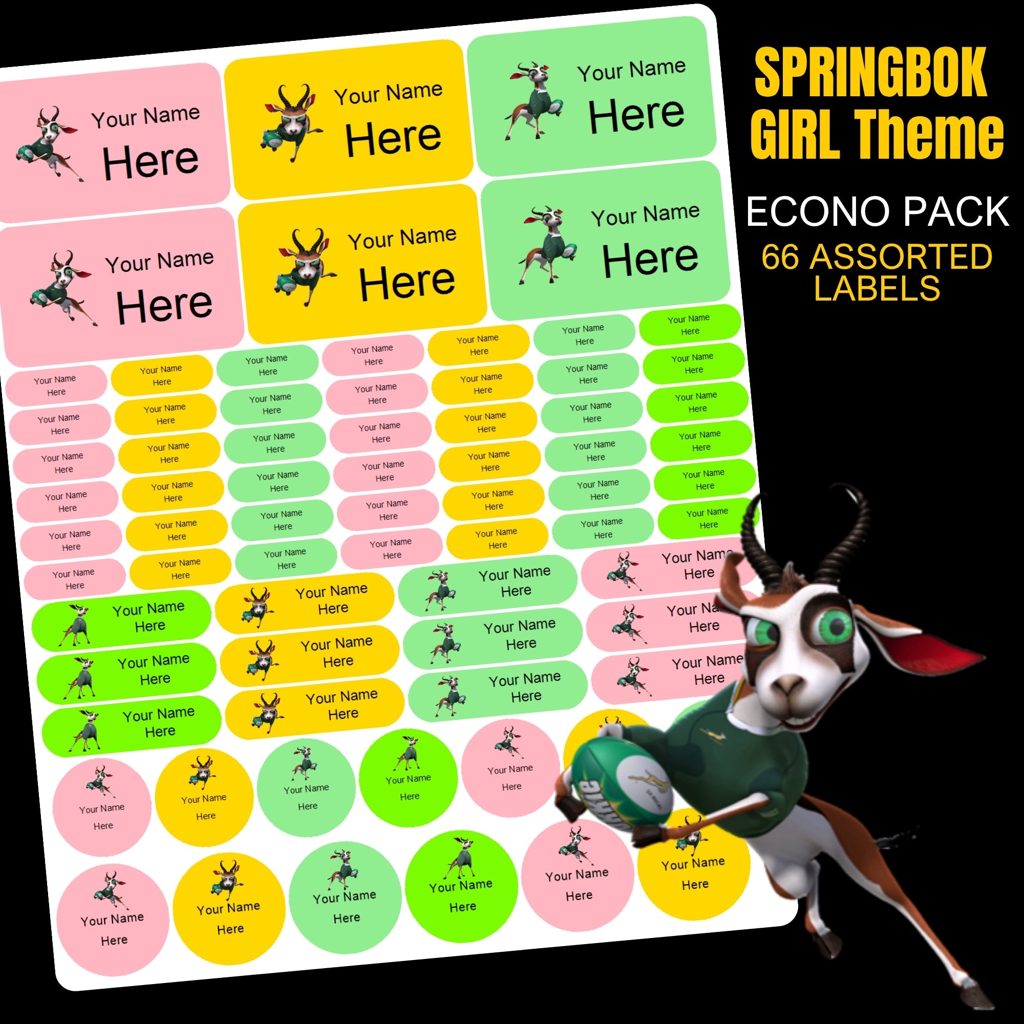 Springbok Girl Stationery Labels
