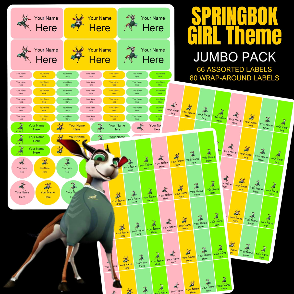 Springbok Girl Stationery Labels