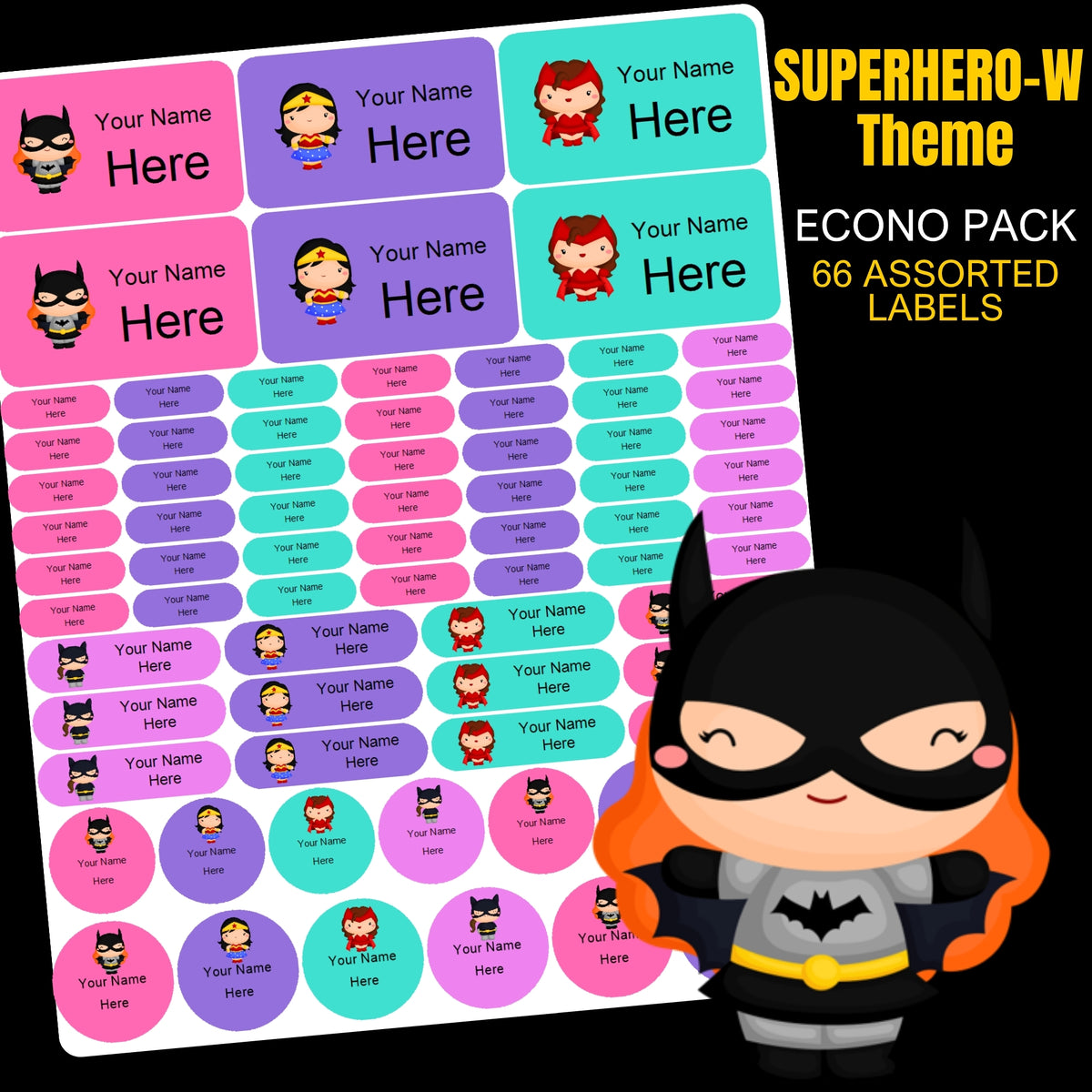 Superhero Girl Stationery Labels