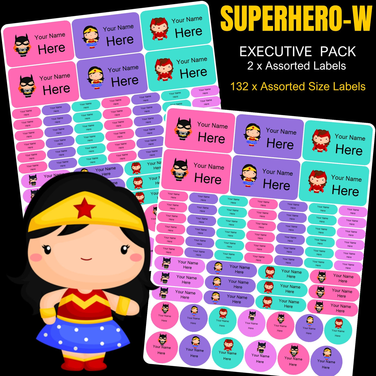 Superhero Girl Stationery Labels