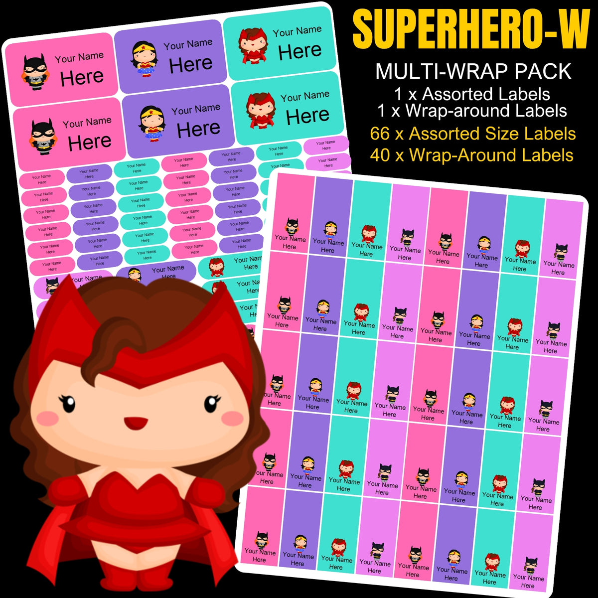 Superhero Girl Stationery Labels